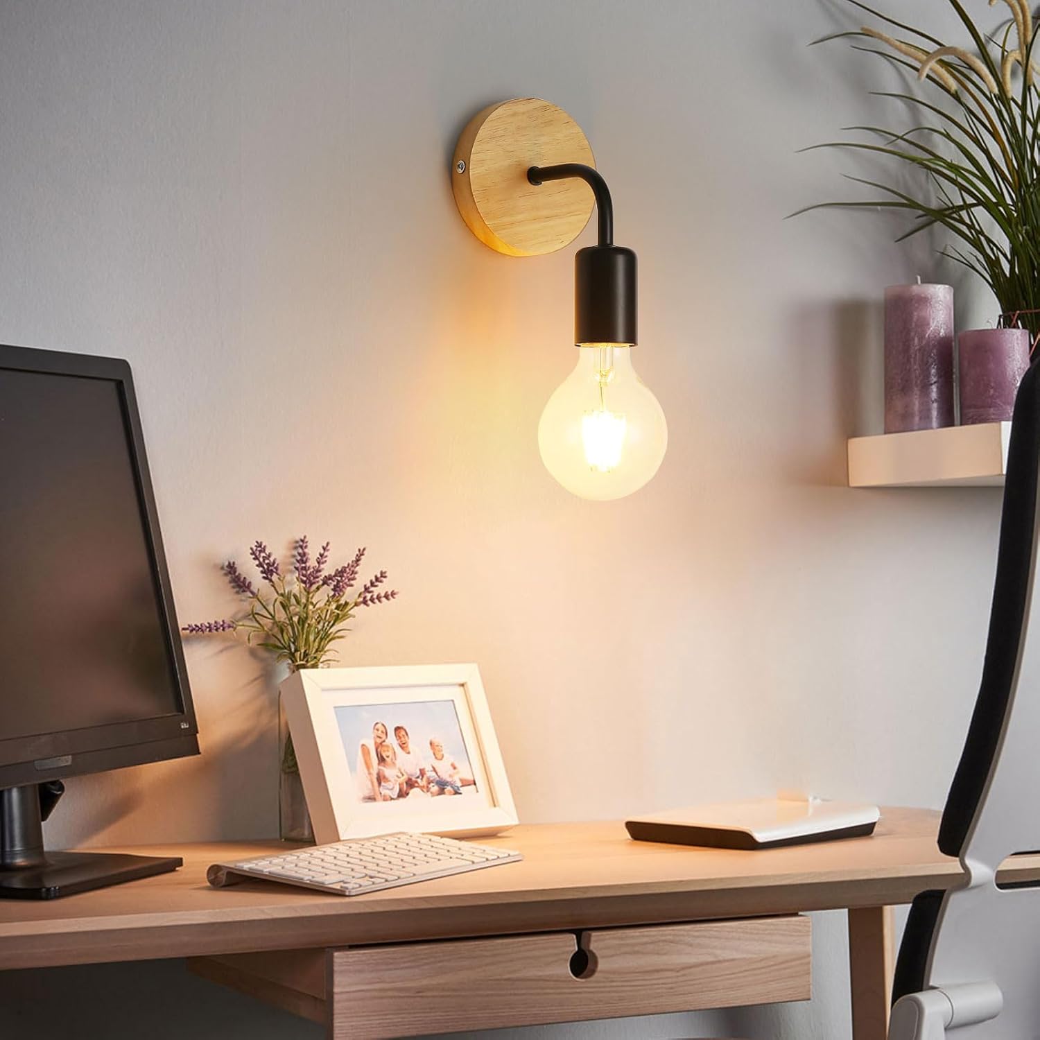 Tealight Lampade da Parete Interno in Legno e Metallo - immagine 5