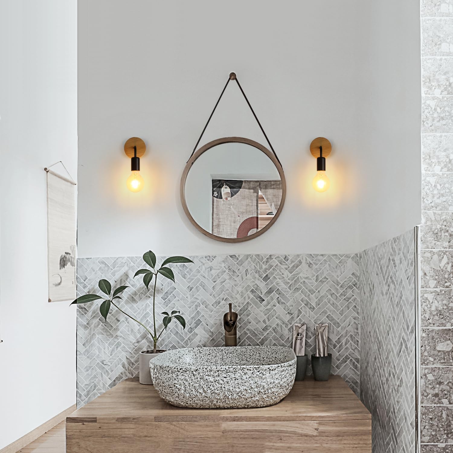 Tealight Lampade da Parete Interno in Legno e Metallo - immagine 6