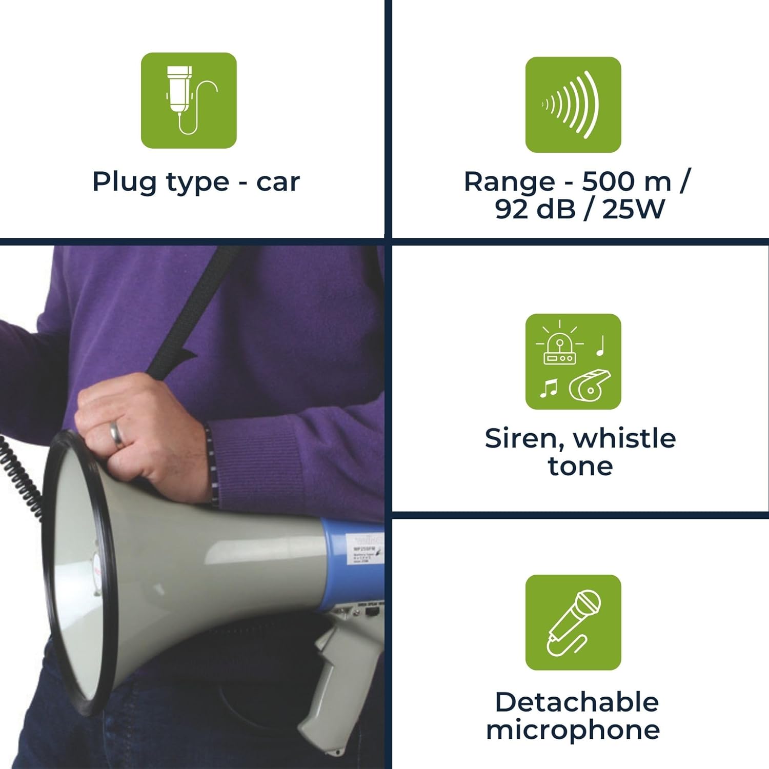 Velleman Megafono con Tracolla 25W, 500m - immagine 5