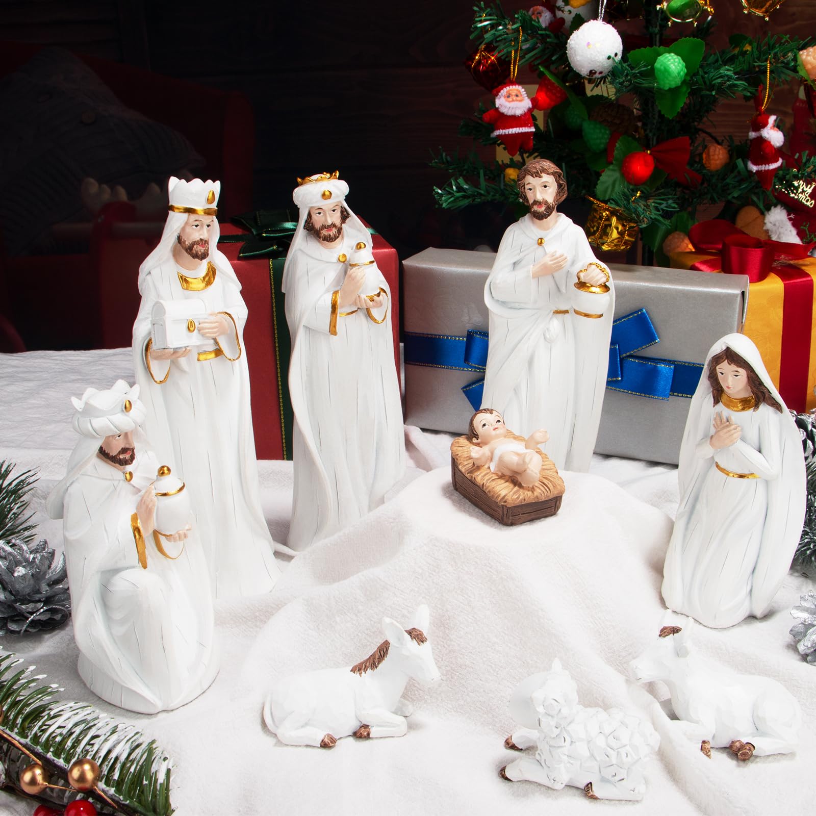 Set Presepe Natalizio da Interni Dipinto a Mano, 9 Pezzi