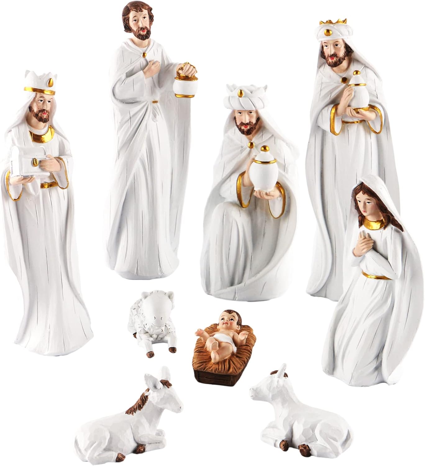 Set Presepe Natalizio da Interni Dipinto a Mano, 9 Pezzi - immagine 2