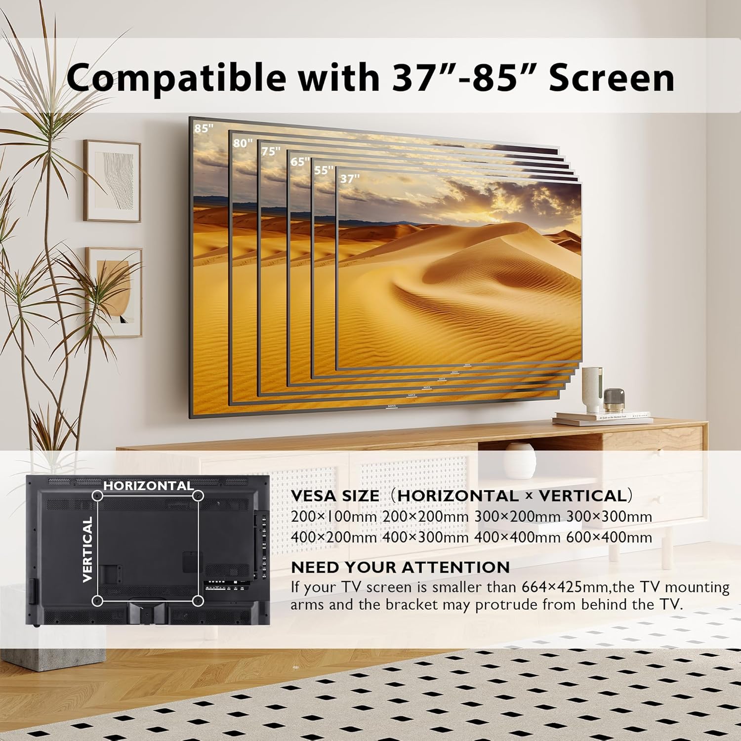 Bontec Supporto da Parete per TV 37-86 Pollici - immagine 6