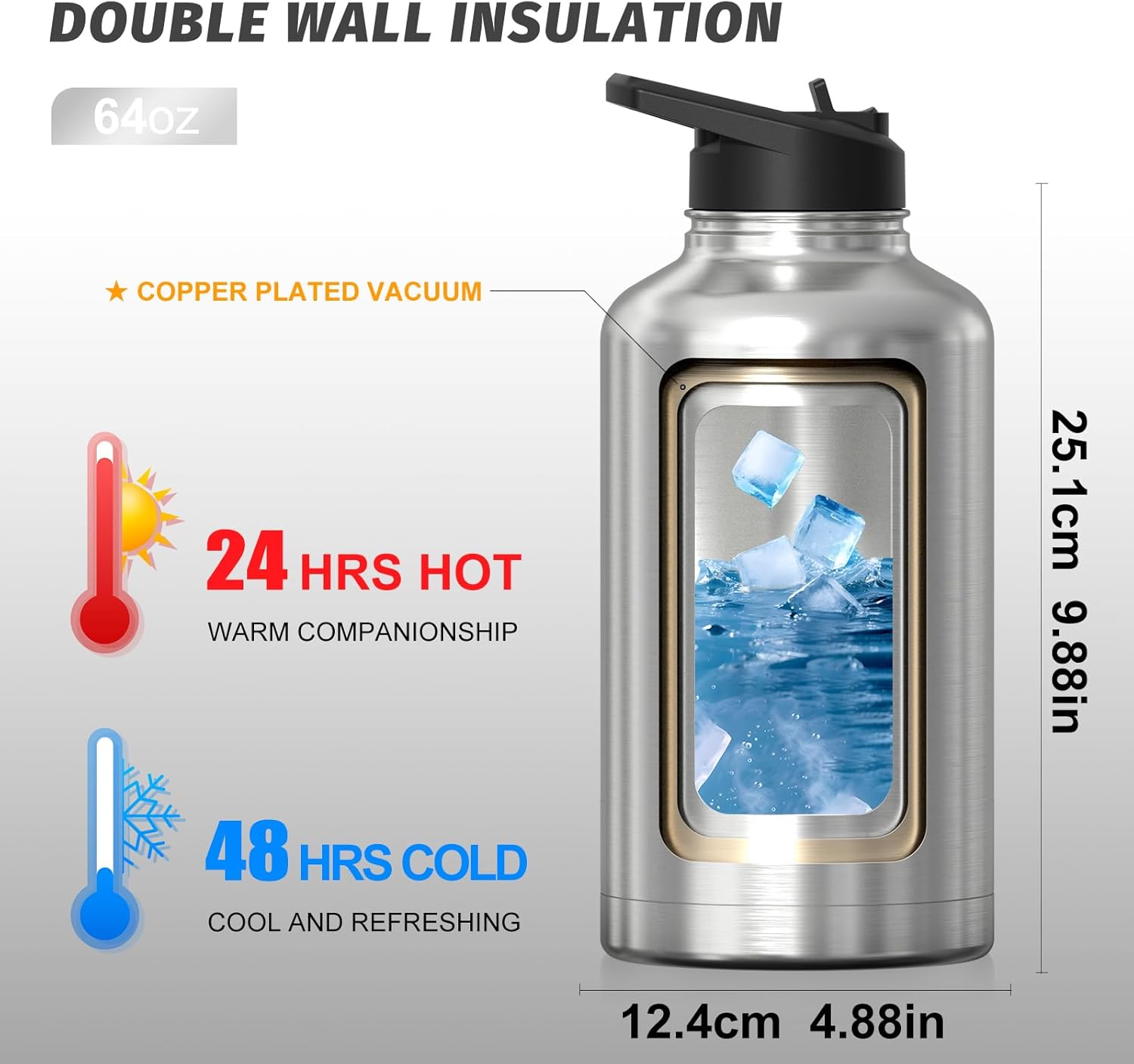 Watersy Borraccia Termica 2 Litri in Acciaio Inox - immagine 3
