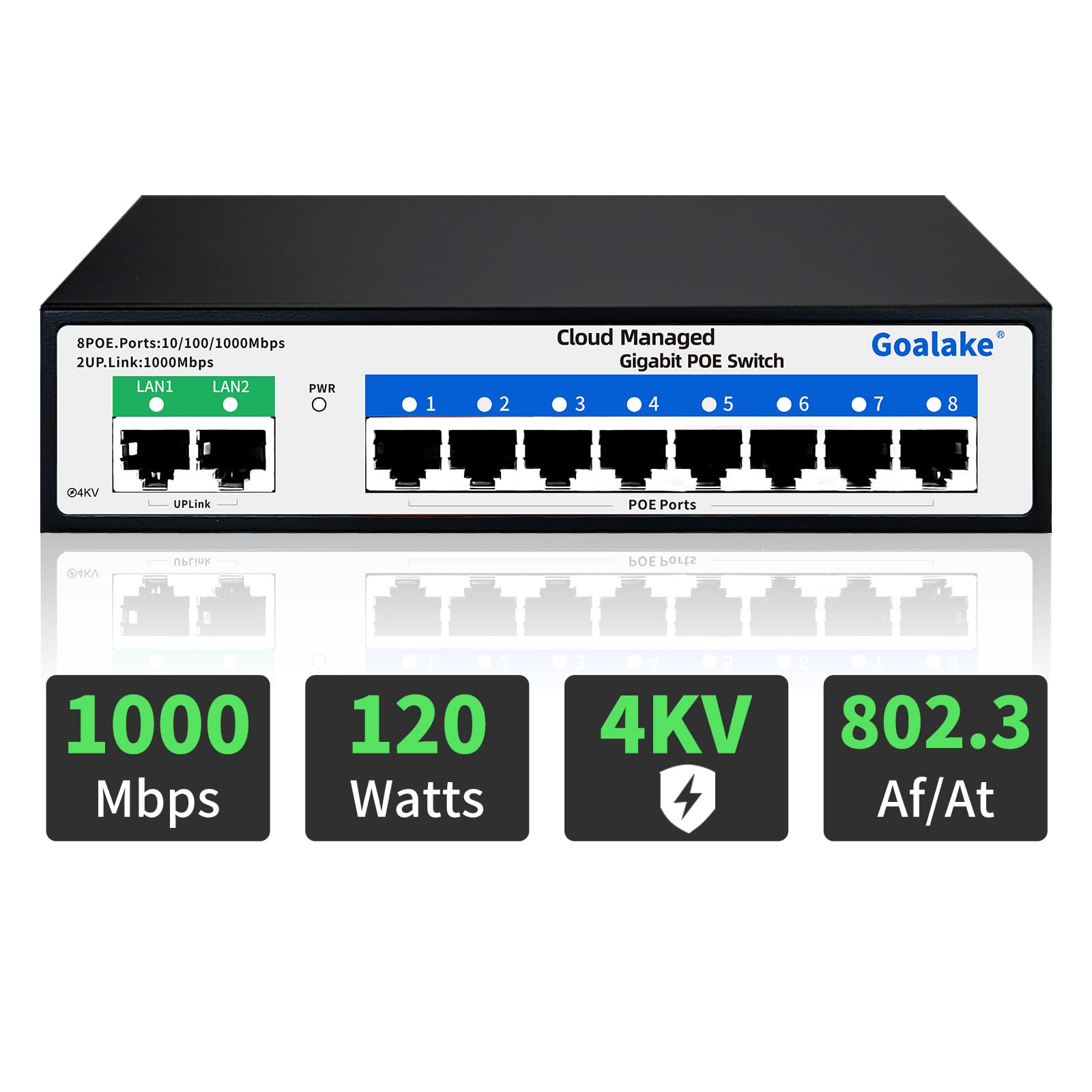 Goalake Gigabit Switch Poe a 8 Porte 120W