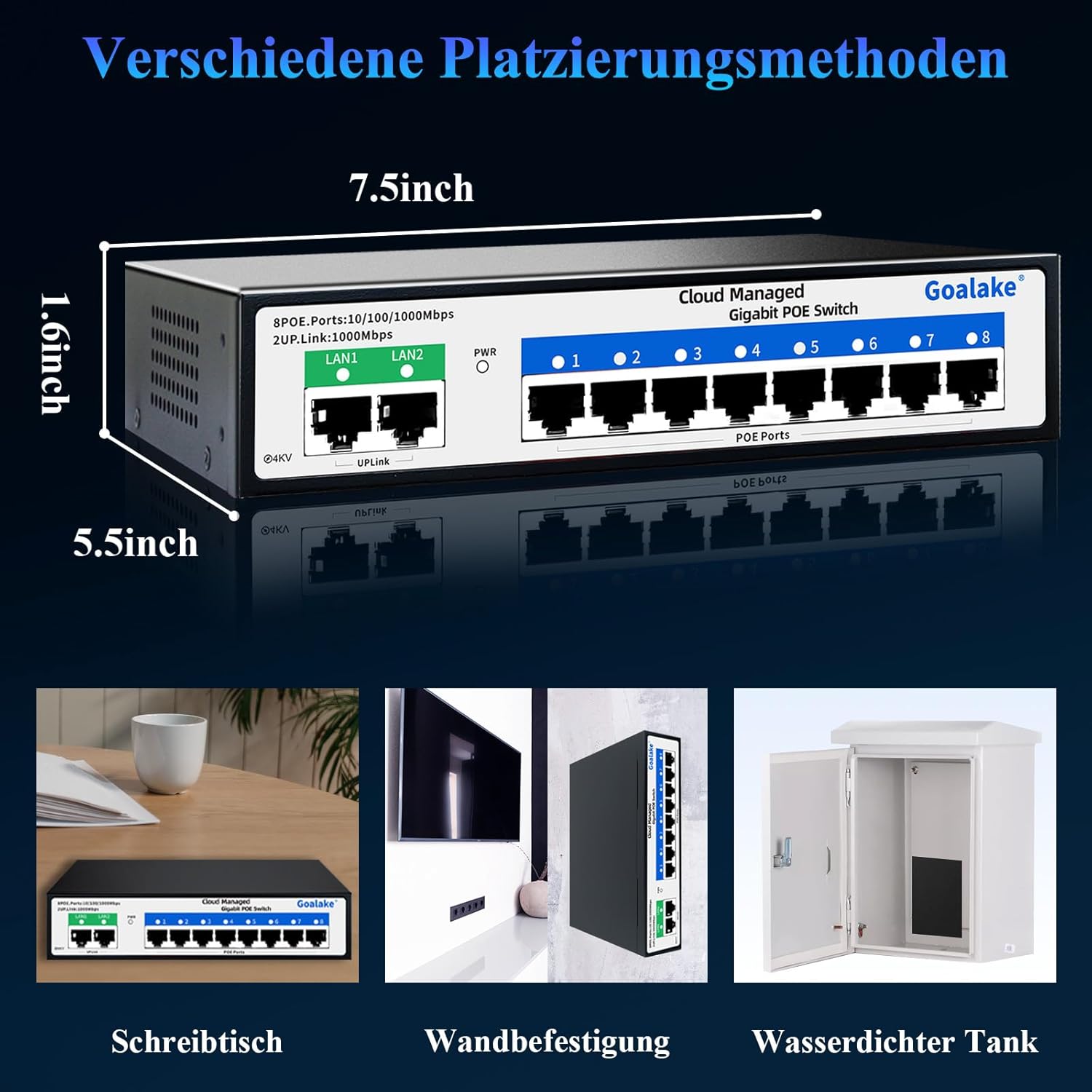 Goalake Gigabit Switch Poe a 8 Porte 120W - immagine 7