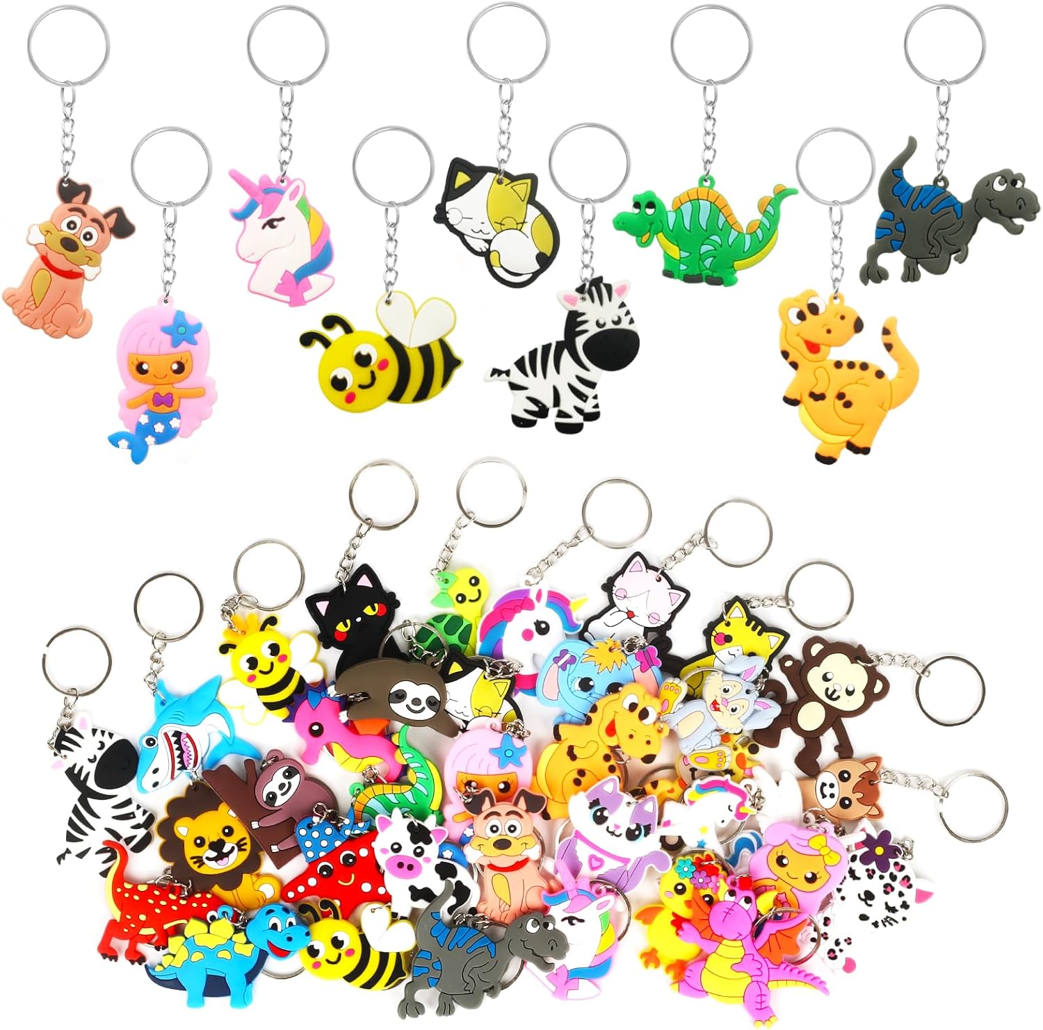 Portachiavi Animali Gadget Compleanno Bambini (36 Pezzi) - immagine 1
