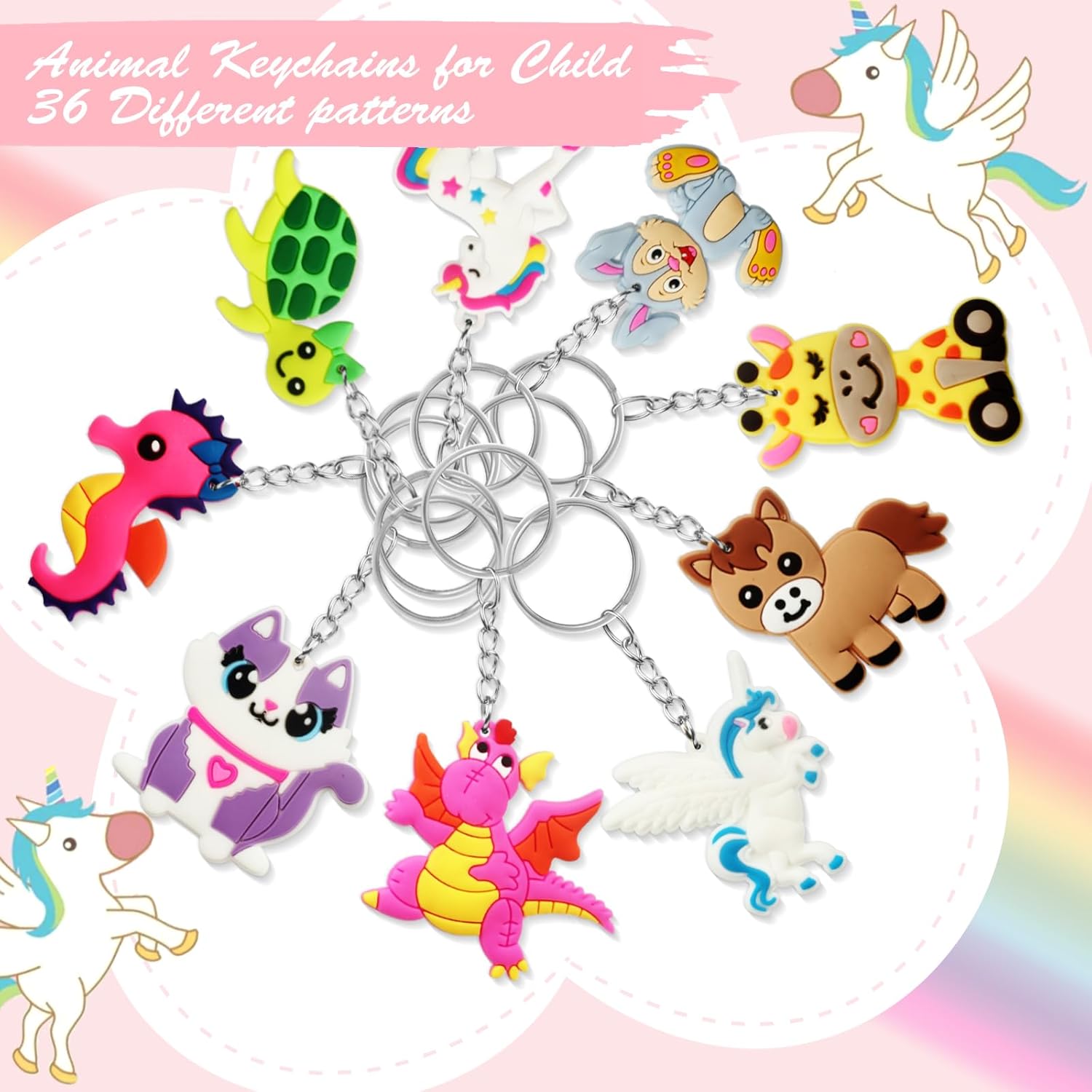 Portachiavi Animali Gadget Compleanno Bambini (36 Pezzi) - immagine 2