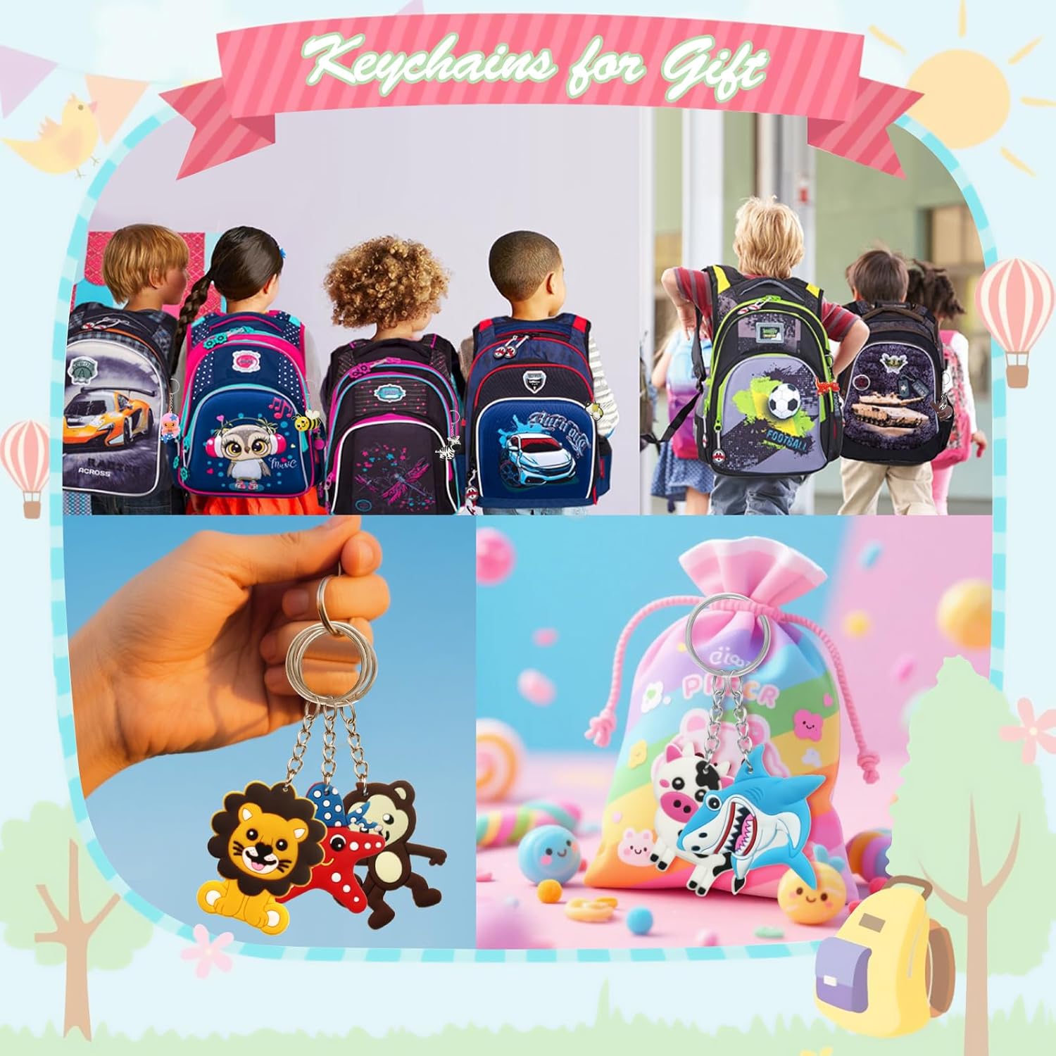 Portachiavi Animali Gadget Compleanno Bambini (36 Pezzi) - immagine 6