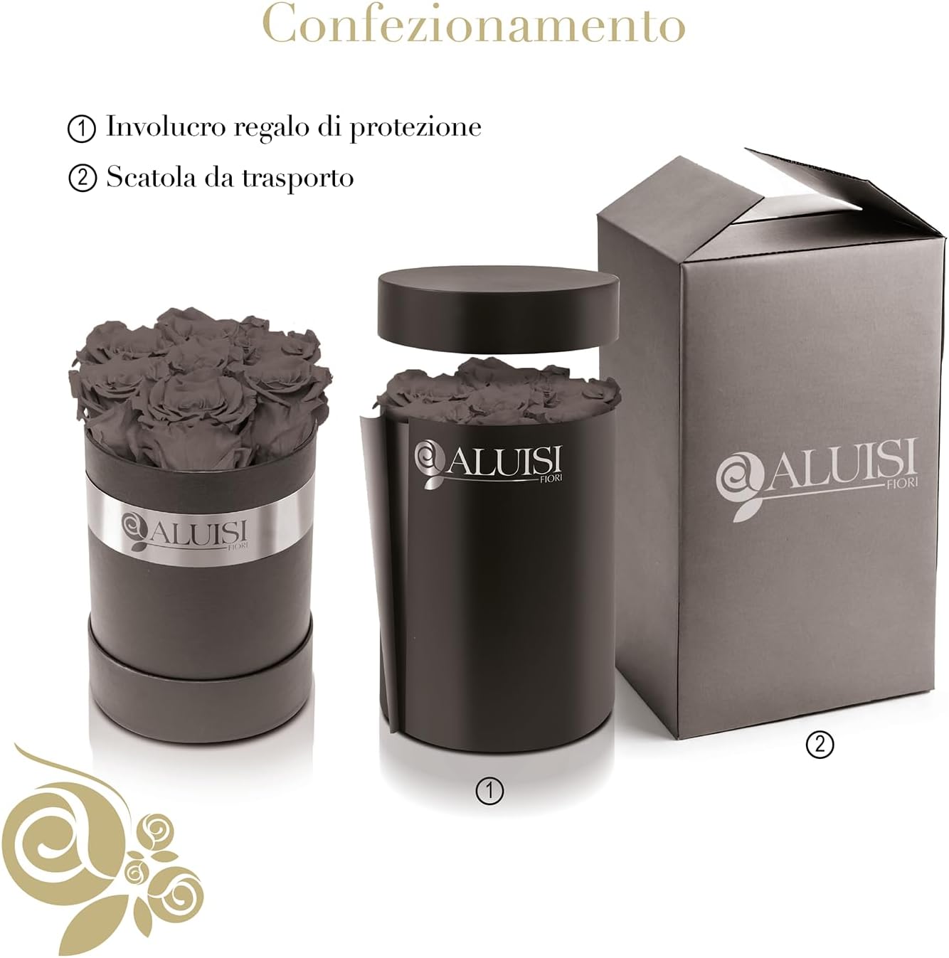 Aluisi Fiori - Box Nera con 7 Rose Rosse Stabilizzate - immagine 7