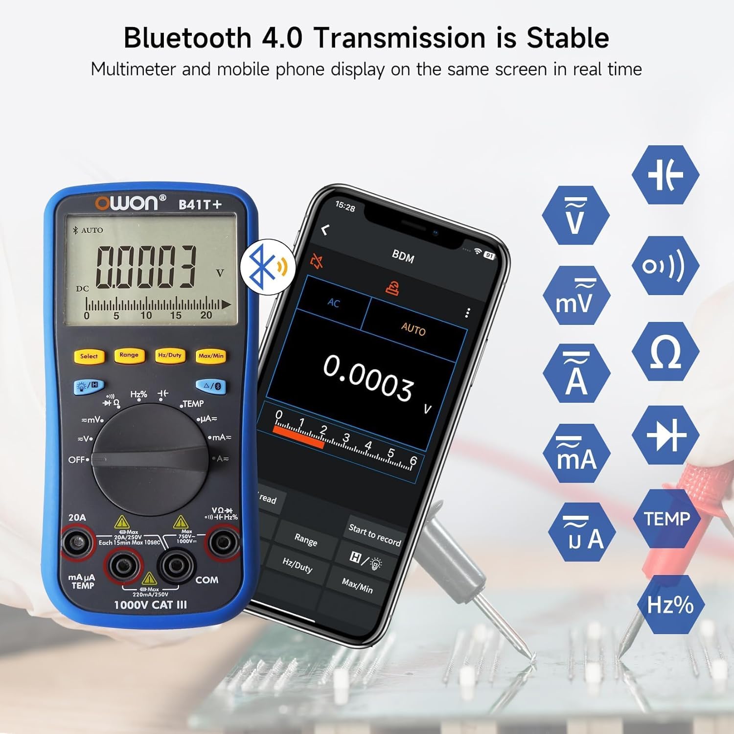 Owon B41T+ Multimetro Digitale Bluetooth 22000 Conti - immagine 2