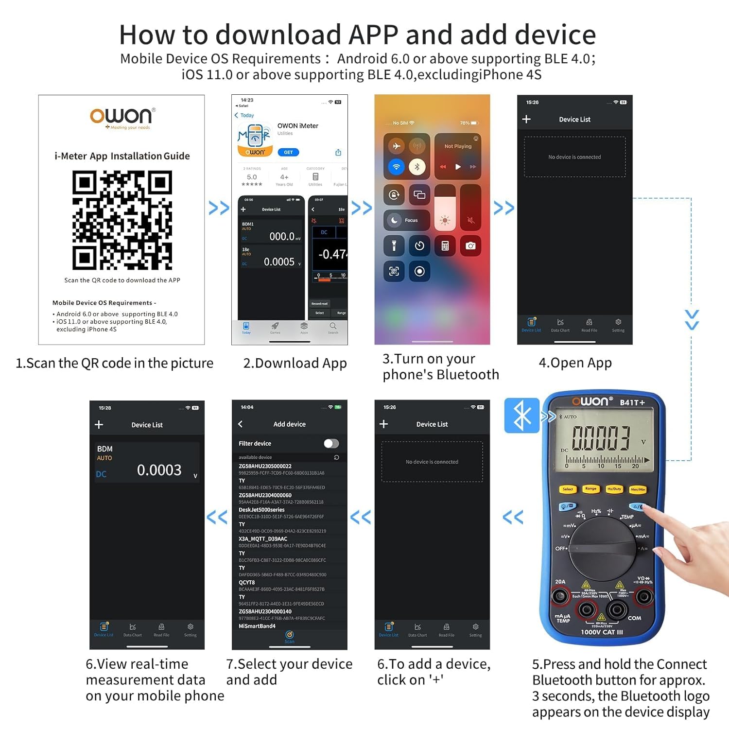 Owon B41T+ Multimetro Digitale Bluetooth 22000 Conti - immagine 5