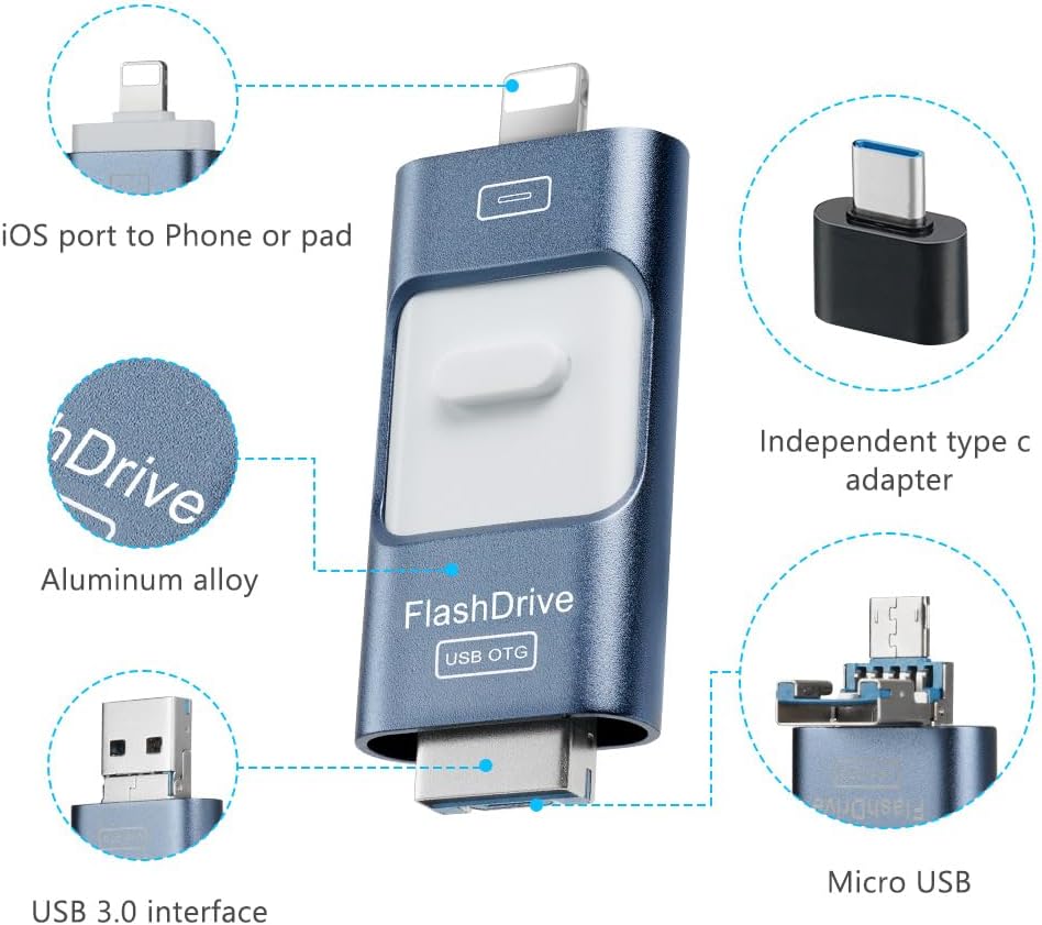 Axfee Chiavetta USB 64GB 4 in 1 per Phone - immagine 3