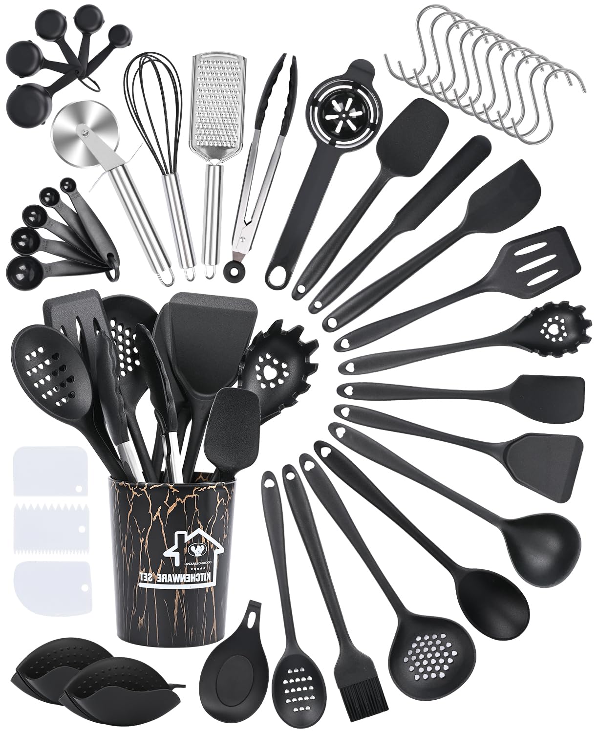 Czemo Utensili Cucina Silicone - Set 44 Pezzi con Secchio