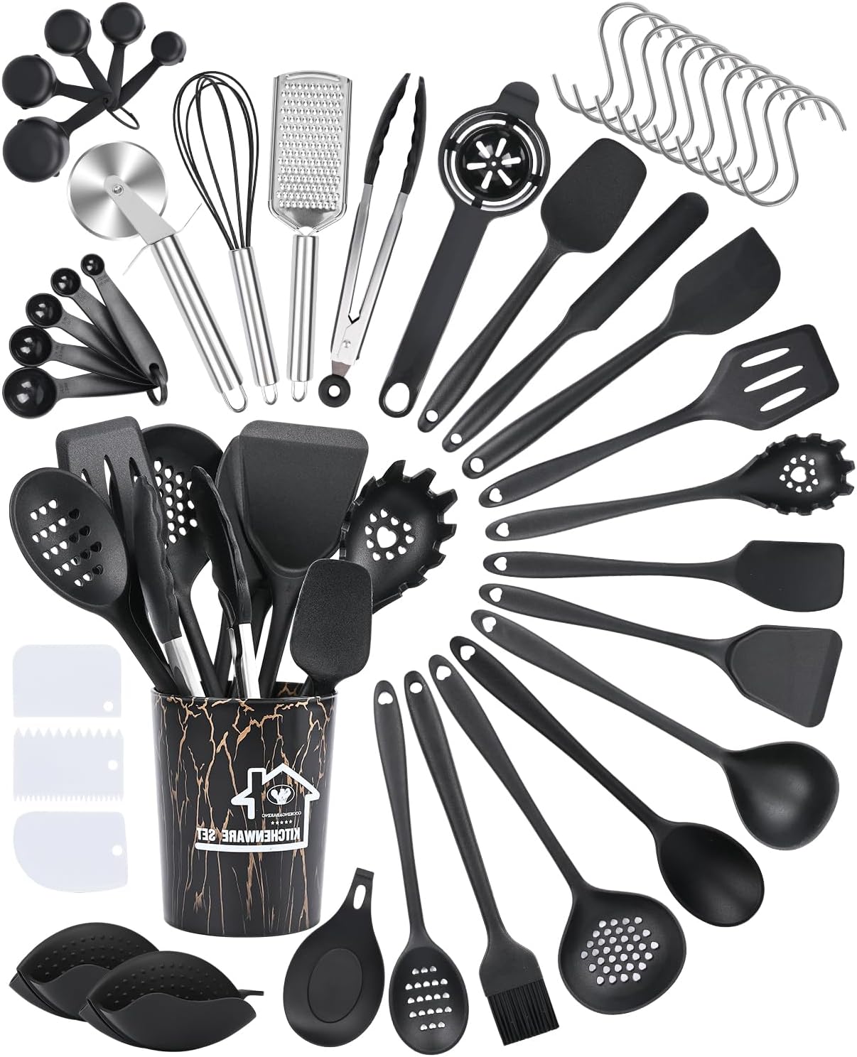 Czemo Utensili Cucina Silicone - Set 44 Pezzi con Secchio - immagine 1