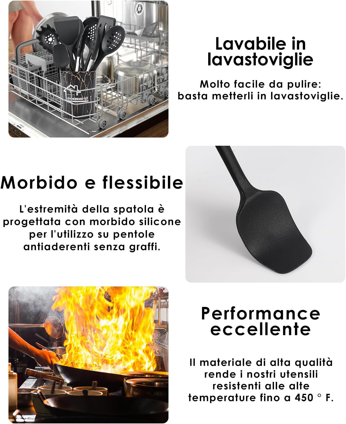 Czemo Utensili Cucina Silicone - Set 44 Pezzi con Secchio - immagine 2