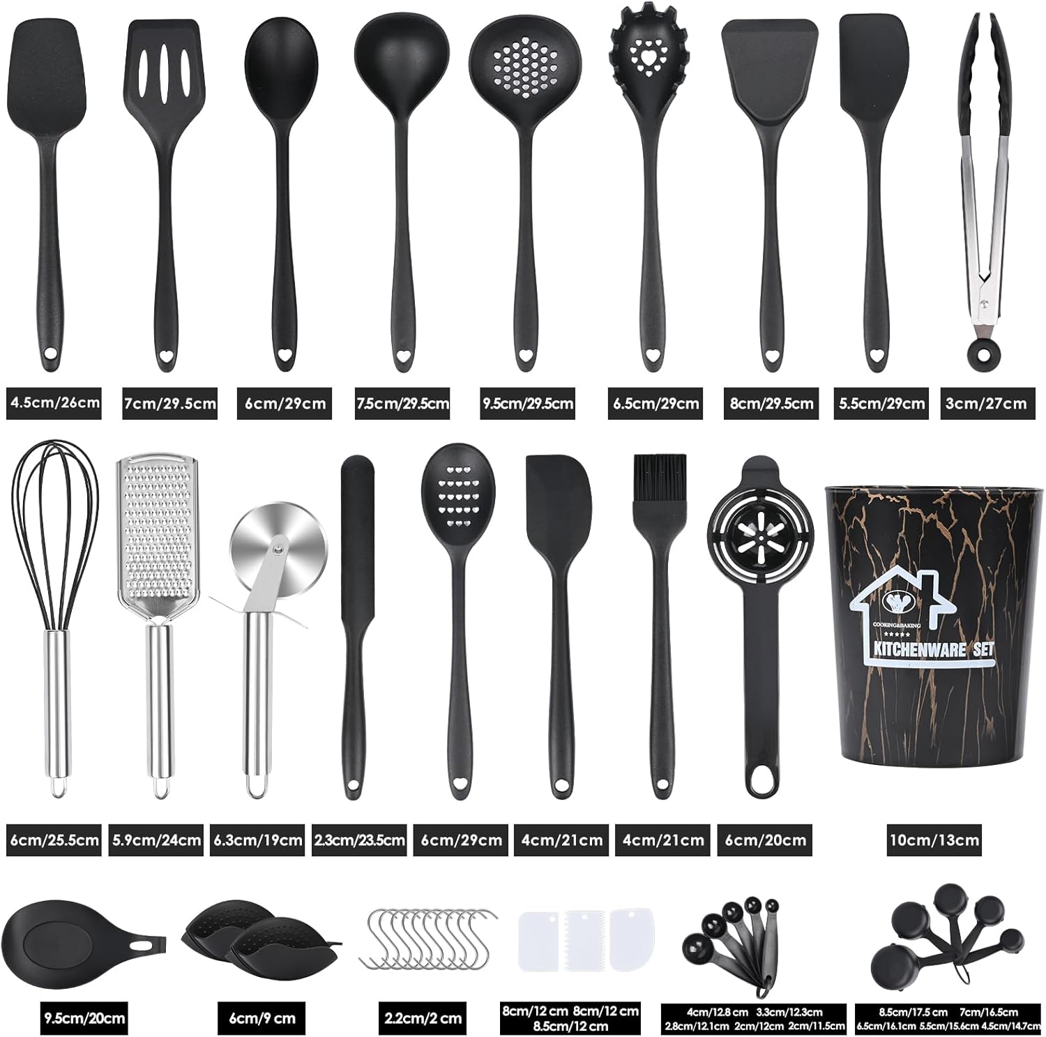 Czemo Utensili Cucina Silicone - Set 44 Pezzi con Secchio - immagine 3