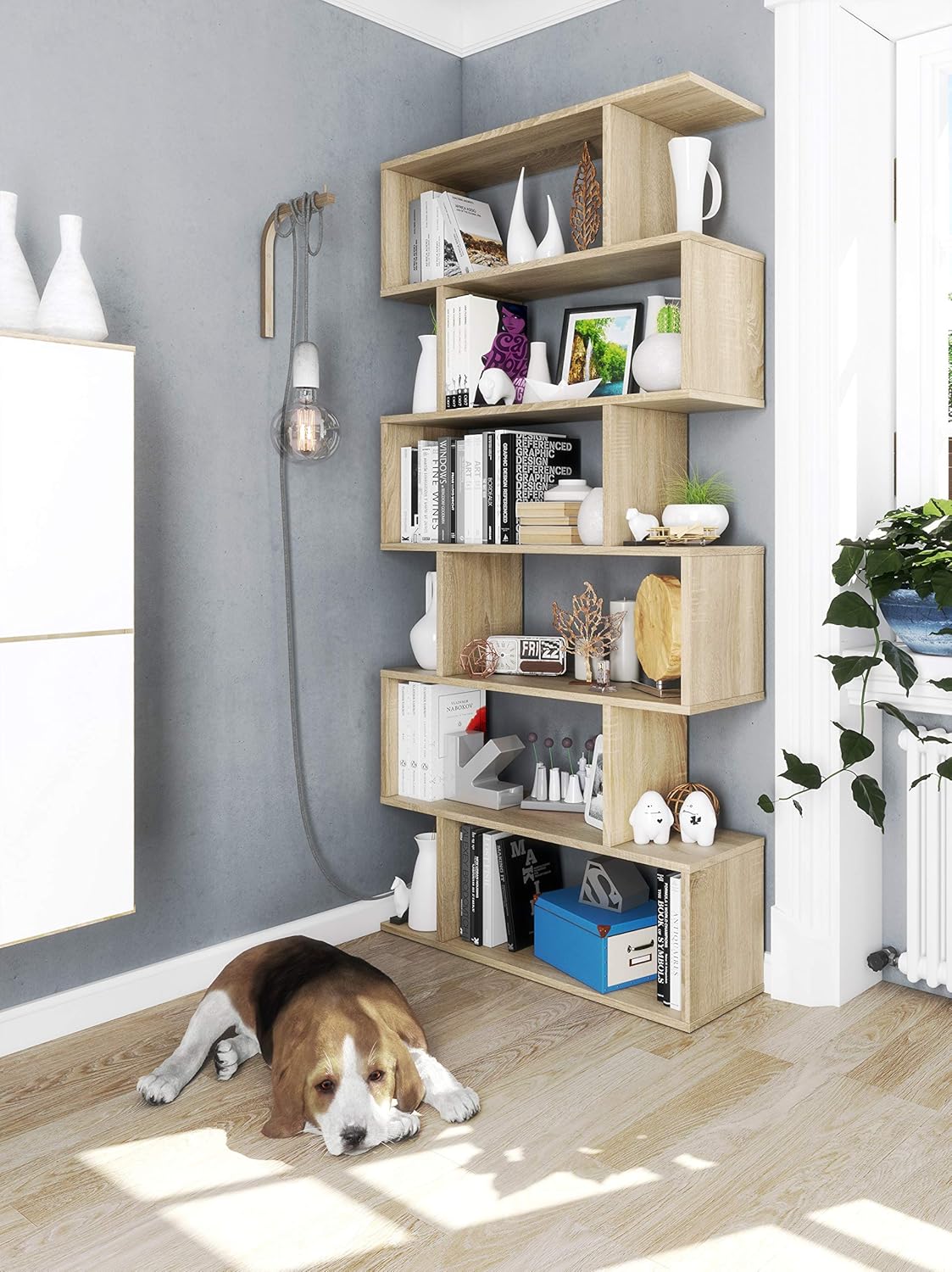 Dmora Libreria Misma Scaffale Ufficio 80x25h190 cm, Rovere