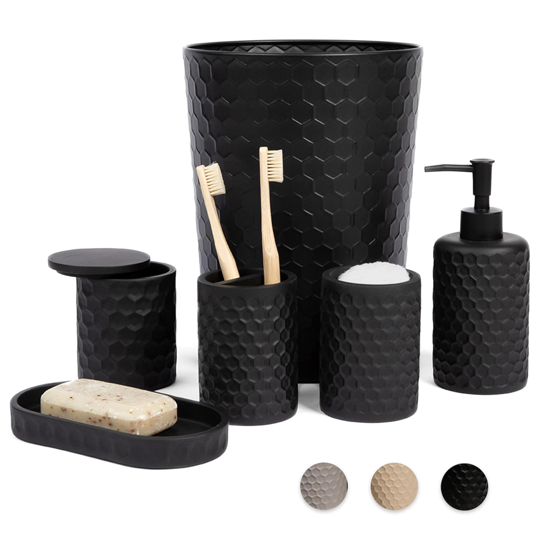Zccz Set Accessori Bagno 6 Pezzi, Nero