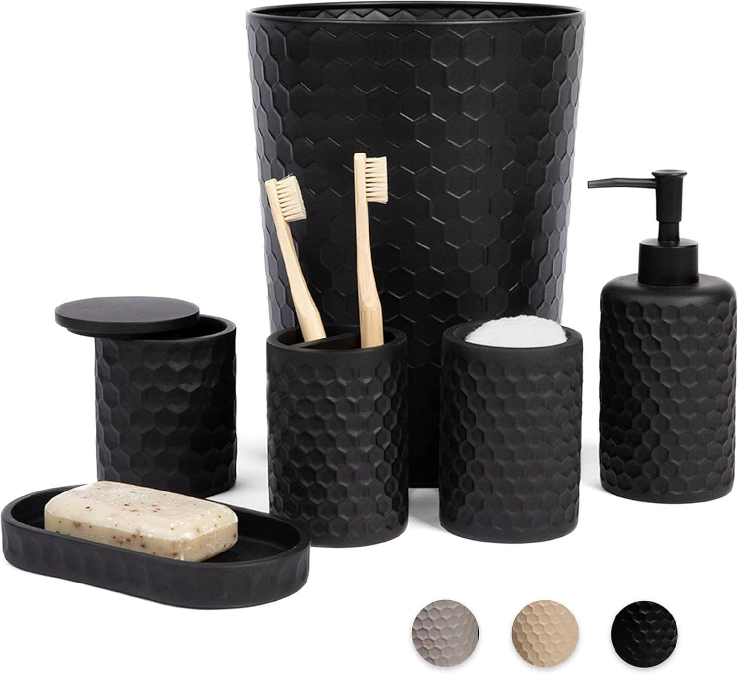 Zccz Set Accessori Bagno 6 Pezzi, Nero - immagine 1