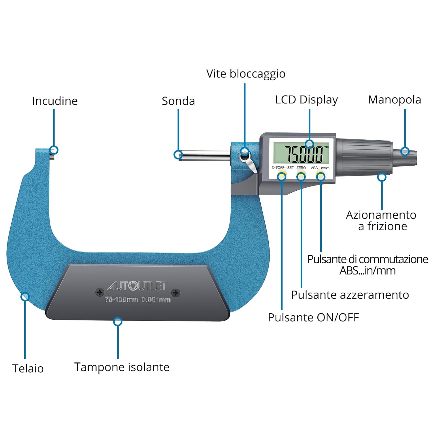Autoutlet Micrometro Digitale Esterno 75-100mm - immagine 4