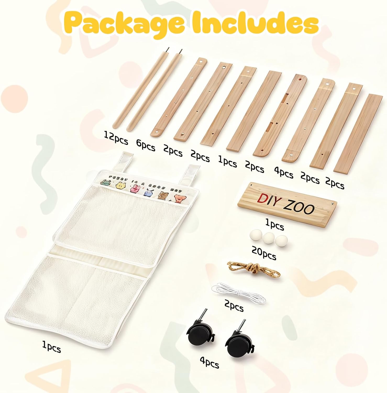 Scaffale Portaoggetti per Peluche 146x42x32cm in Legno - immagine 7