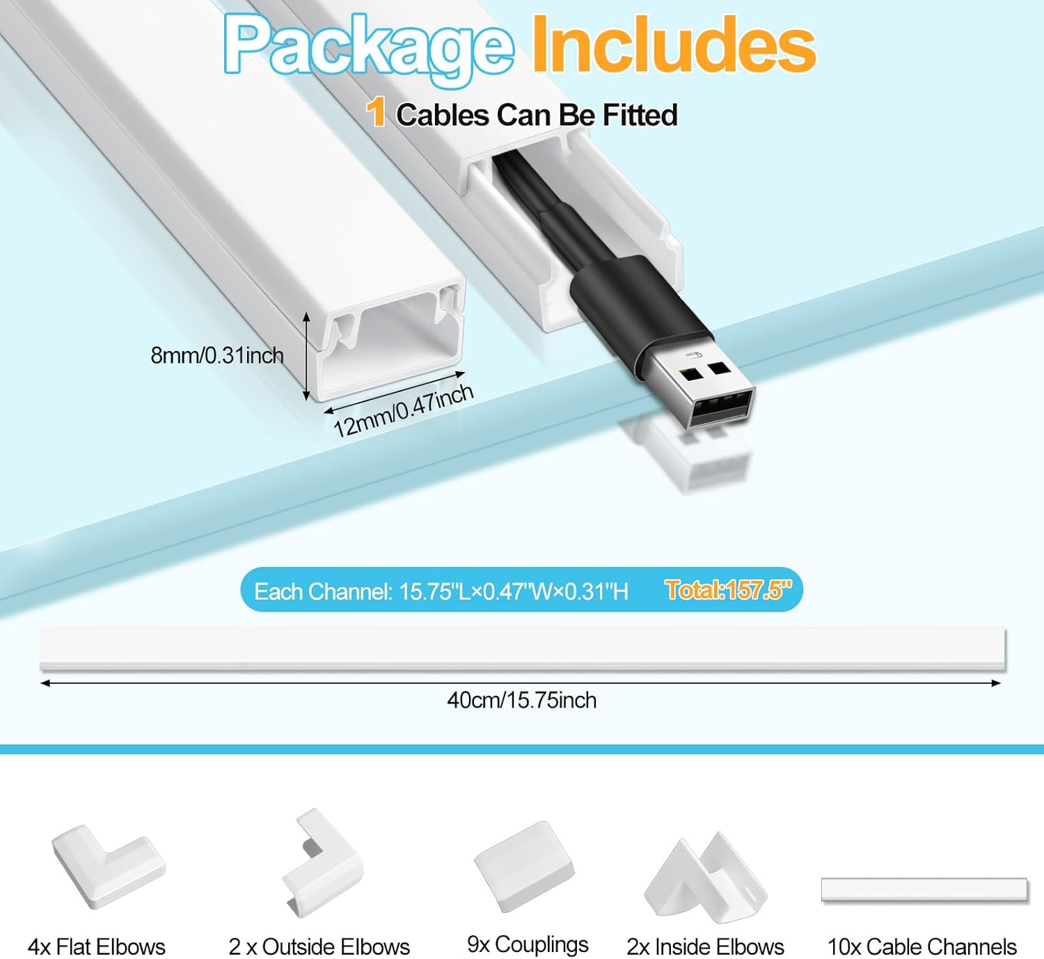 Romon Canalina Passacavi Muro 4m Bianca (10 Pezzi) - immagine 2