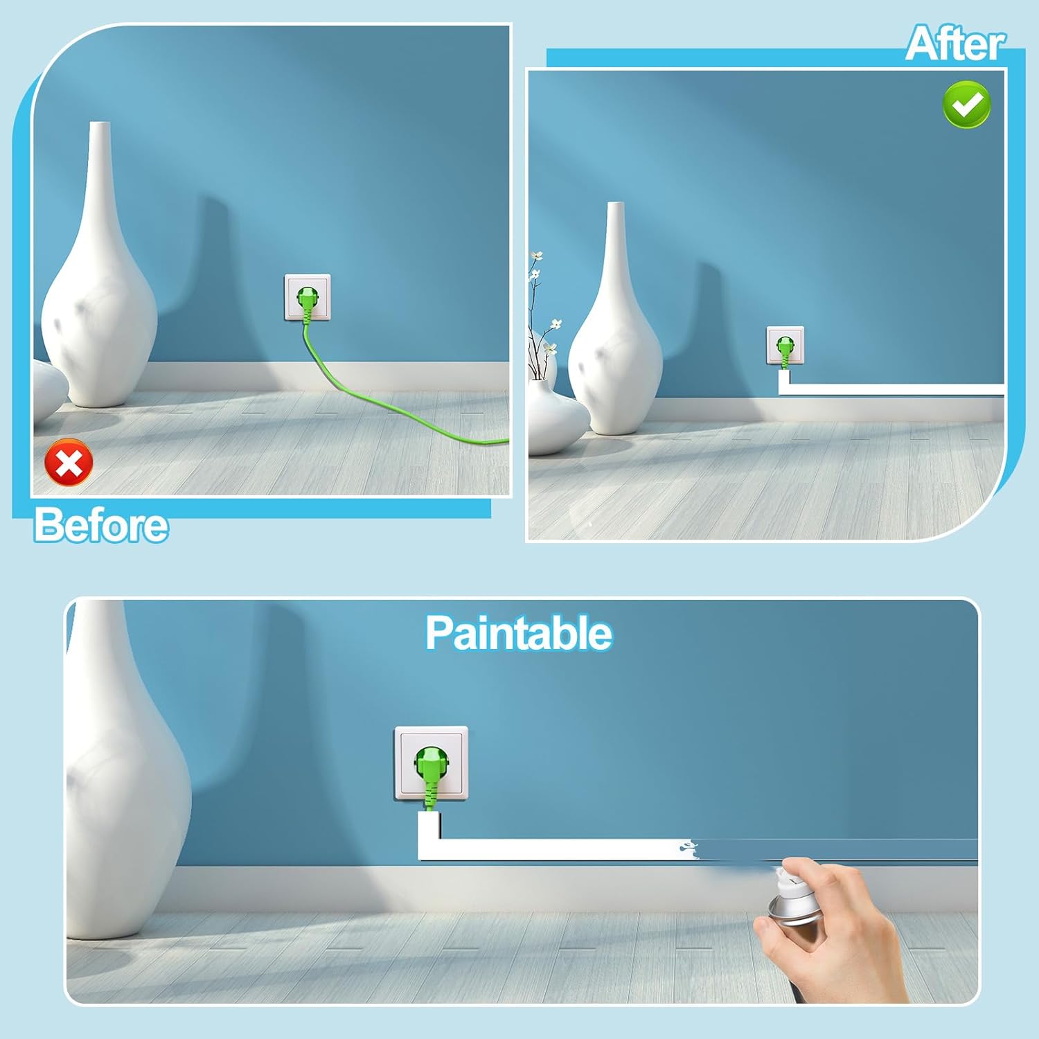 Romon Canalina Passacavi Muro 4m Bianca (10 Pezzi) - immagine 6