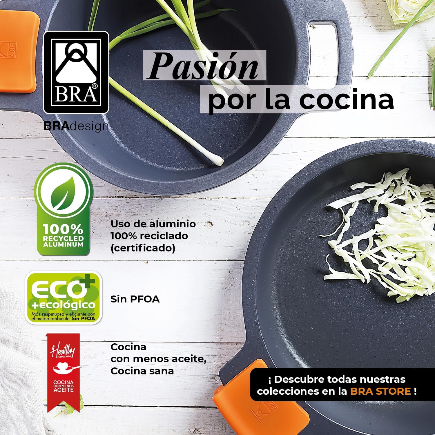 Bra Efficient Batteria da Cucina 5 Pezzi, Nero - immagine 6