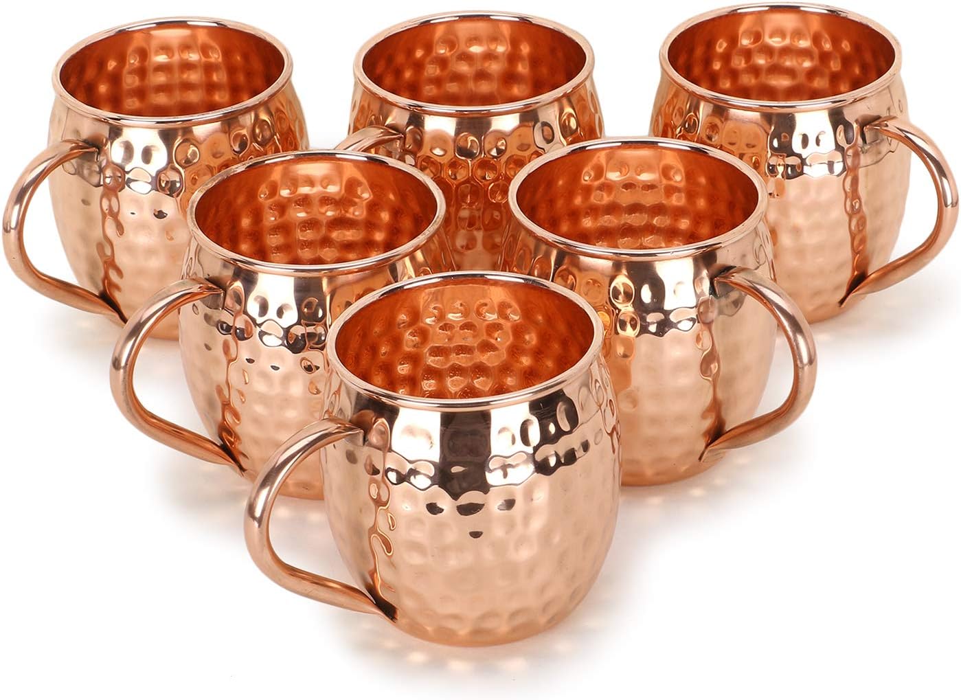 Zap Impex Set 6 Tazze Moscow Mule in Rame Puro Martellato