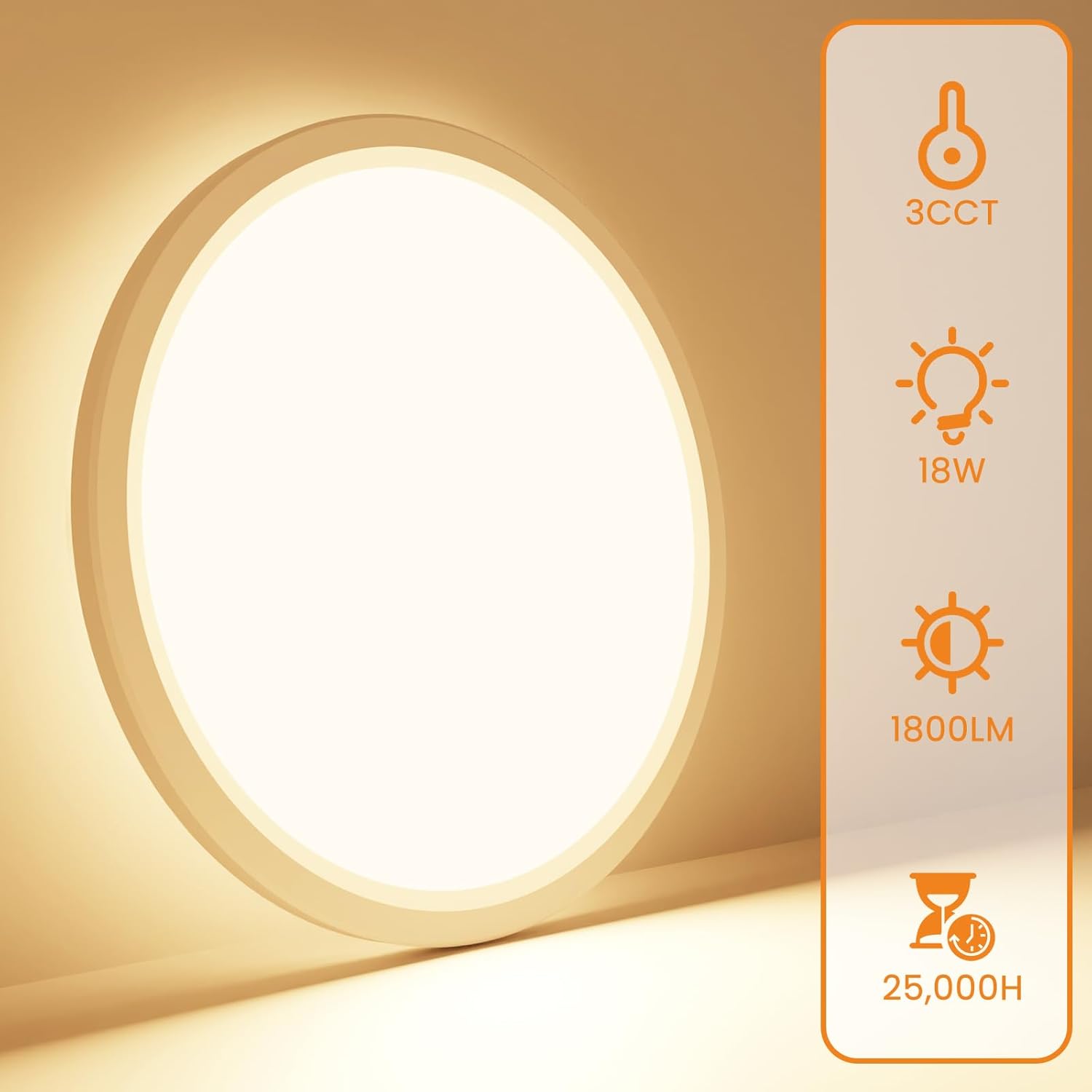 Slochi Plafoniera LED Soffitto Sottile 18W 4 Pezzi - immagine 3