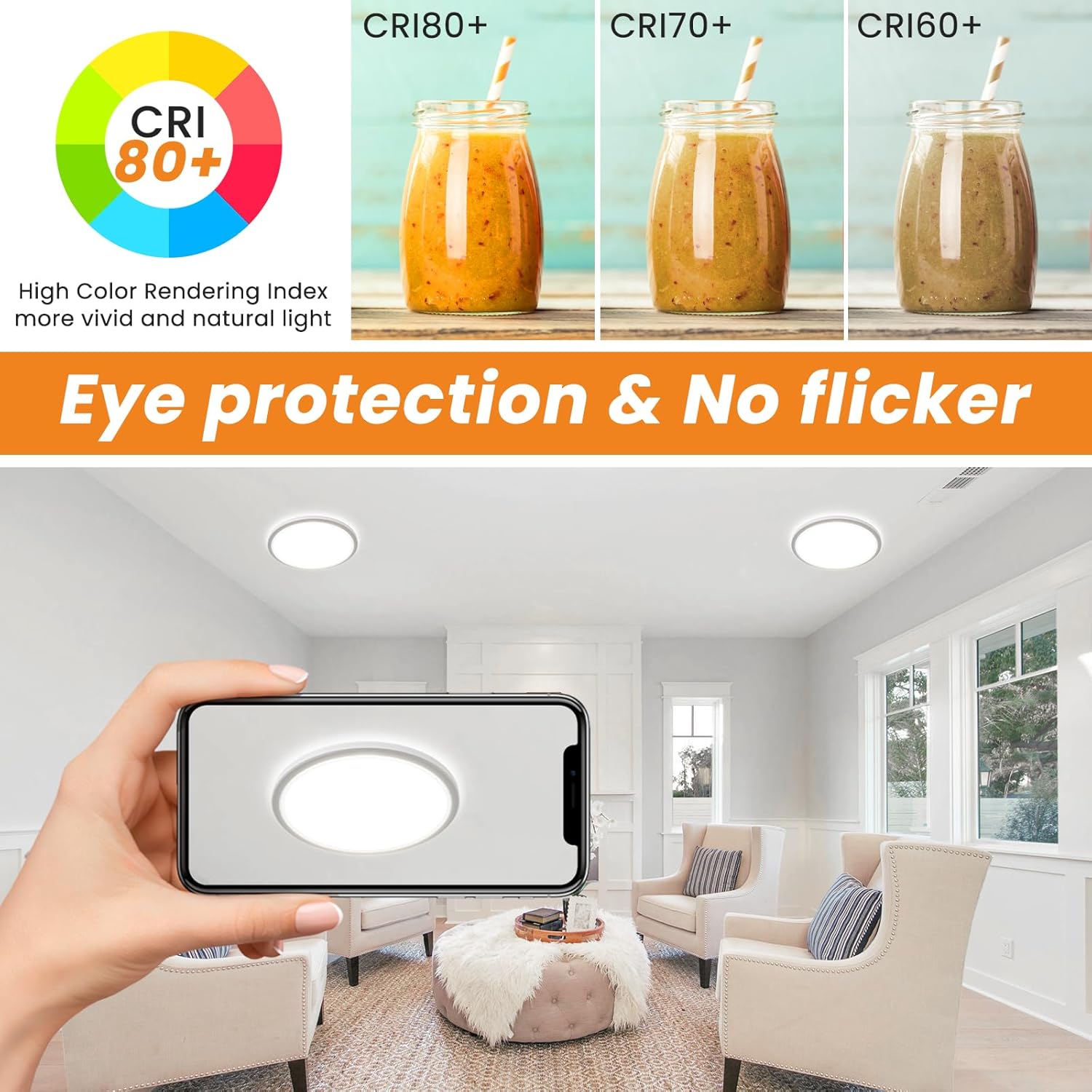 Slochi Plafoniera LED Soffitto Sottile 18W 4 Pezzi - immagine 6