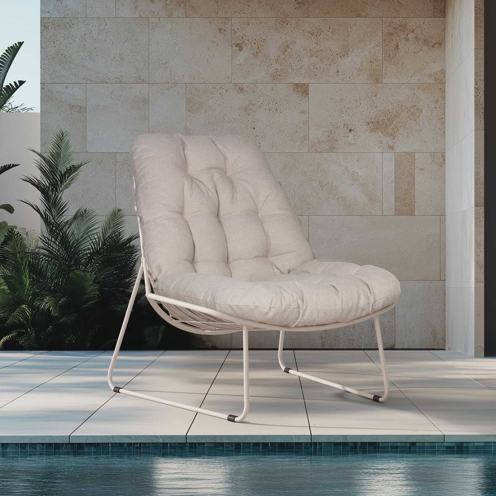 Grand Patio Poltrona da Salotto Moderna, Bianco Sporco