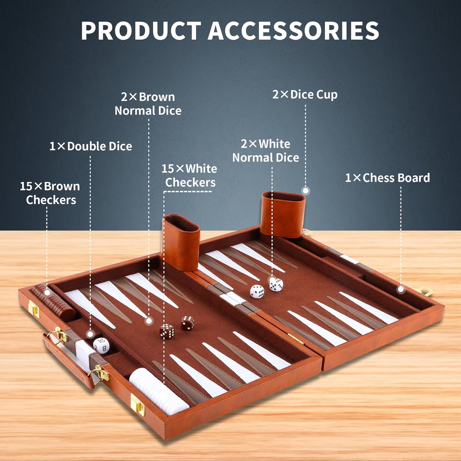 Set Backgammon Valigetta 11 Pollici, Marrone - immagine 3