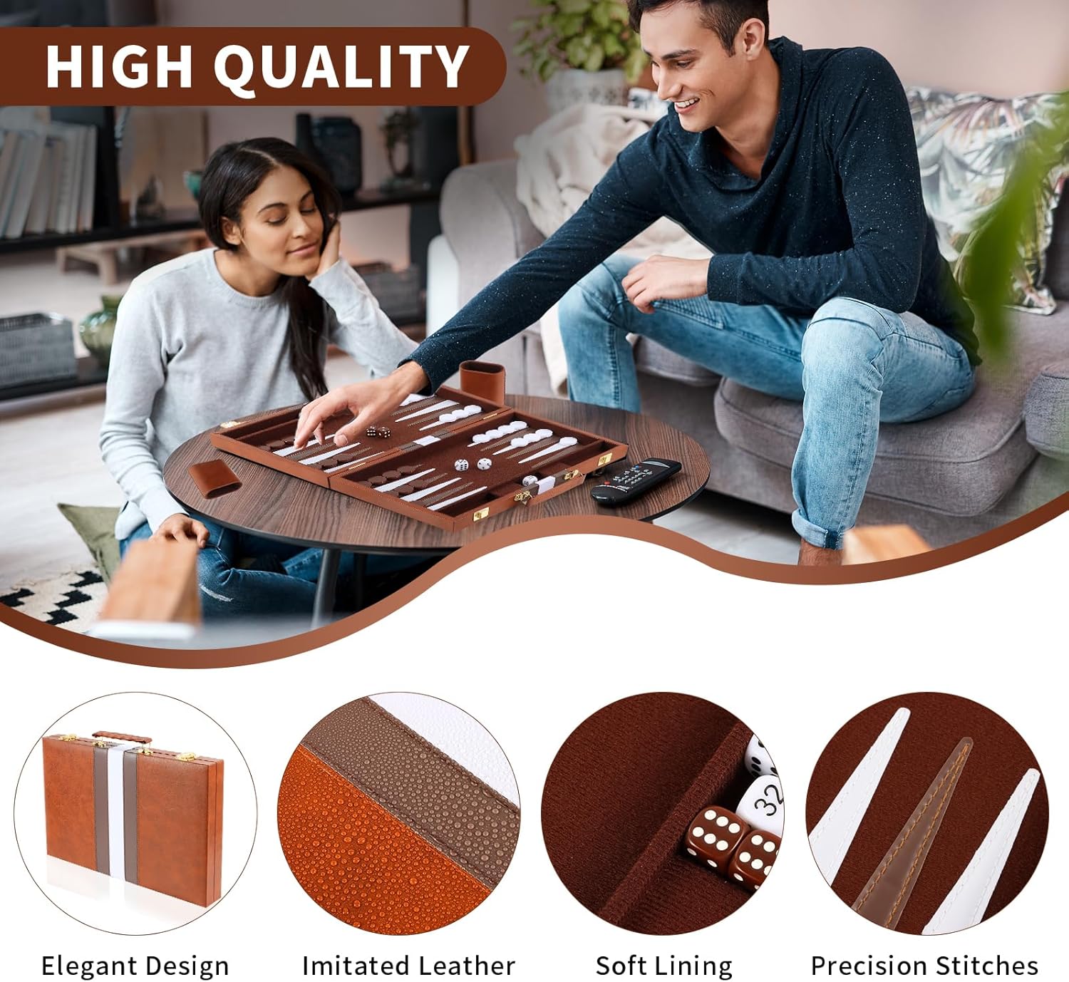 Set Backgammon Valigetta 11 Pollici, Marrone - immagine 4