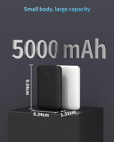 [2 pezzi] Mini Power Bank 5000 mAh - Portatile con Cavo - immagine 2