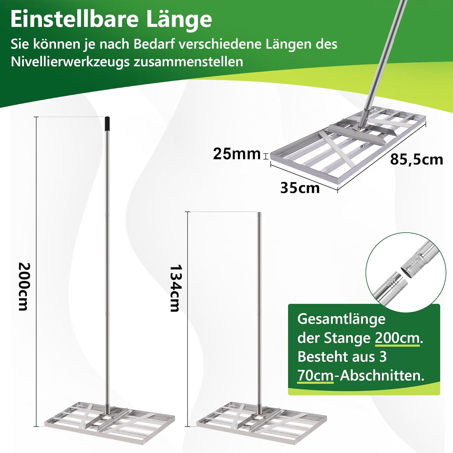 Rastrello Professionale per Livellamento Prato 85x35cm - immagine 2