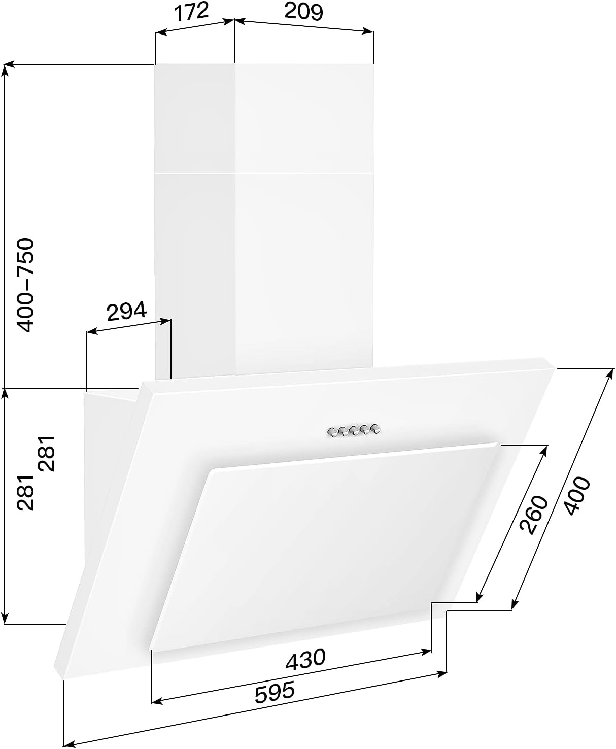 Cappa Aspirante Topstrong Inclinata 60cm Classe A++ - immagine 9