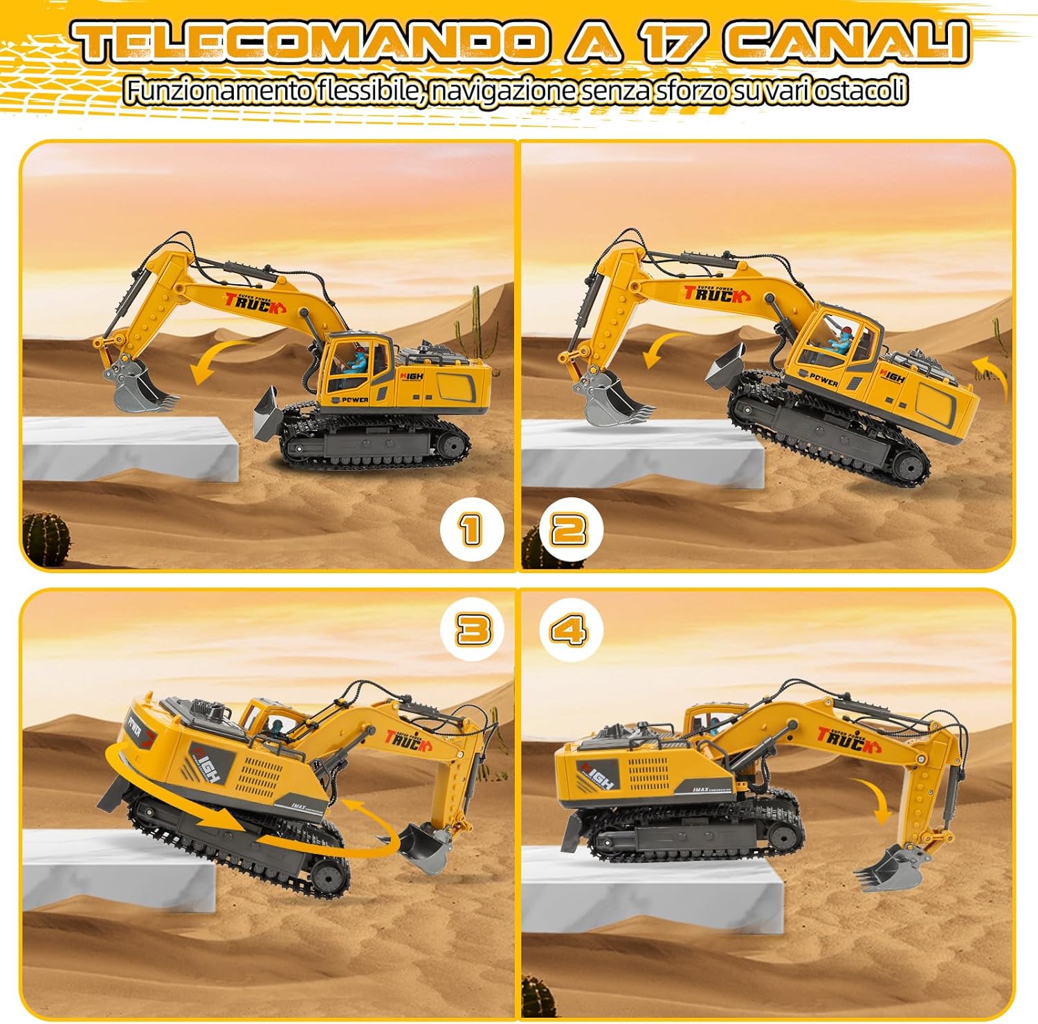 Escavatore Radiocomandato 17 Canali con Pala Metallica - immagine 3