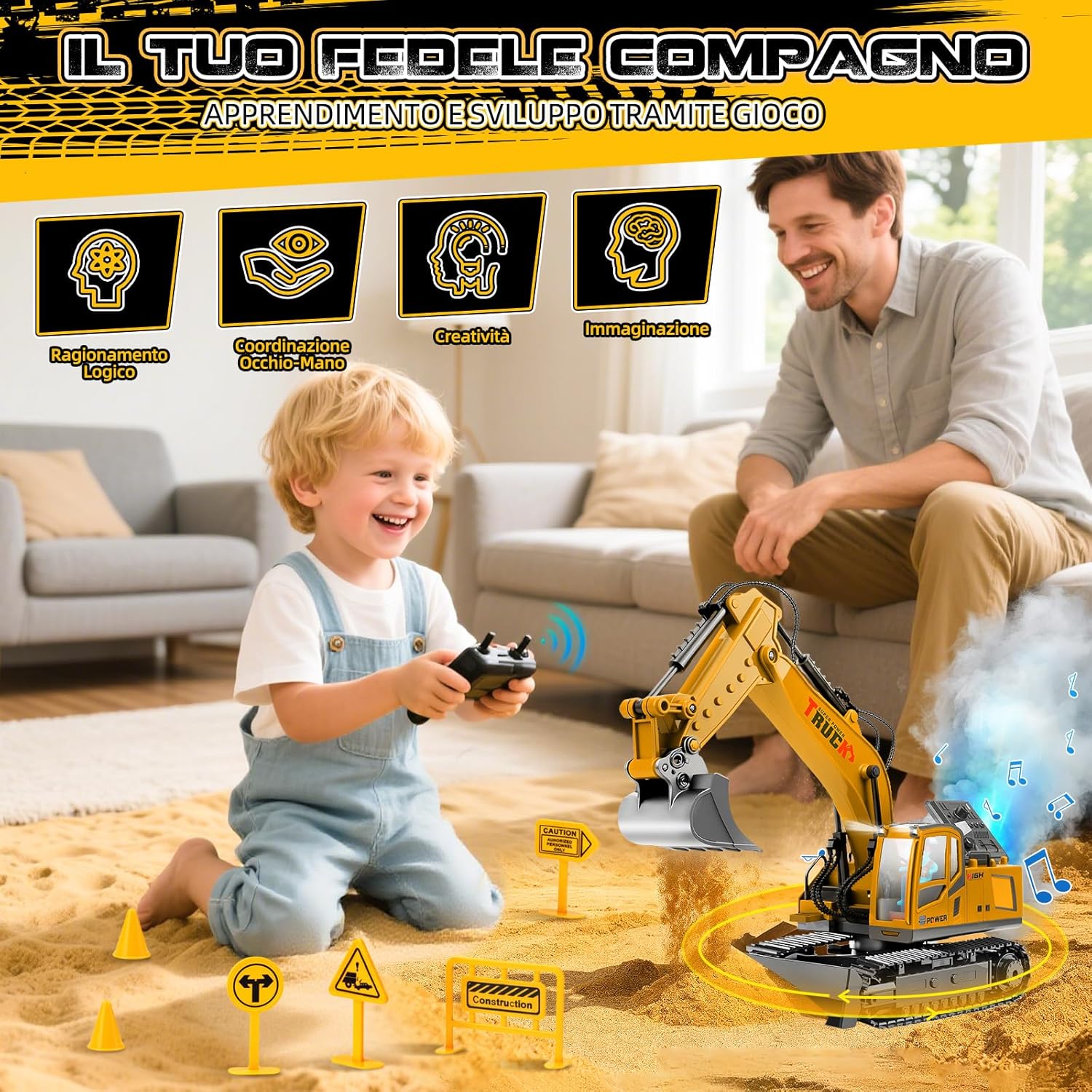 Escavatore Radiocomandato 17 Canali con Pala Metallica - immagine 5