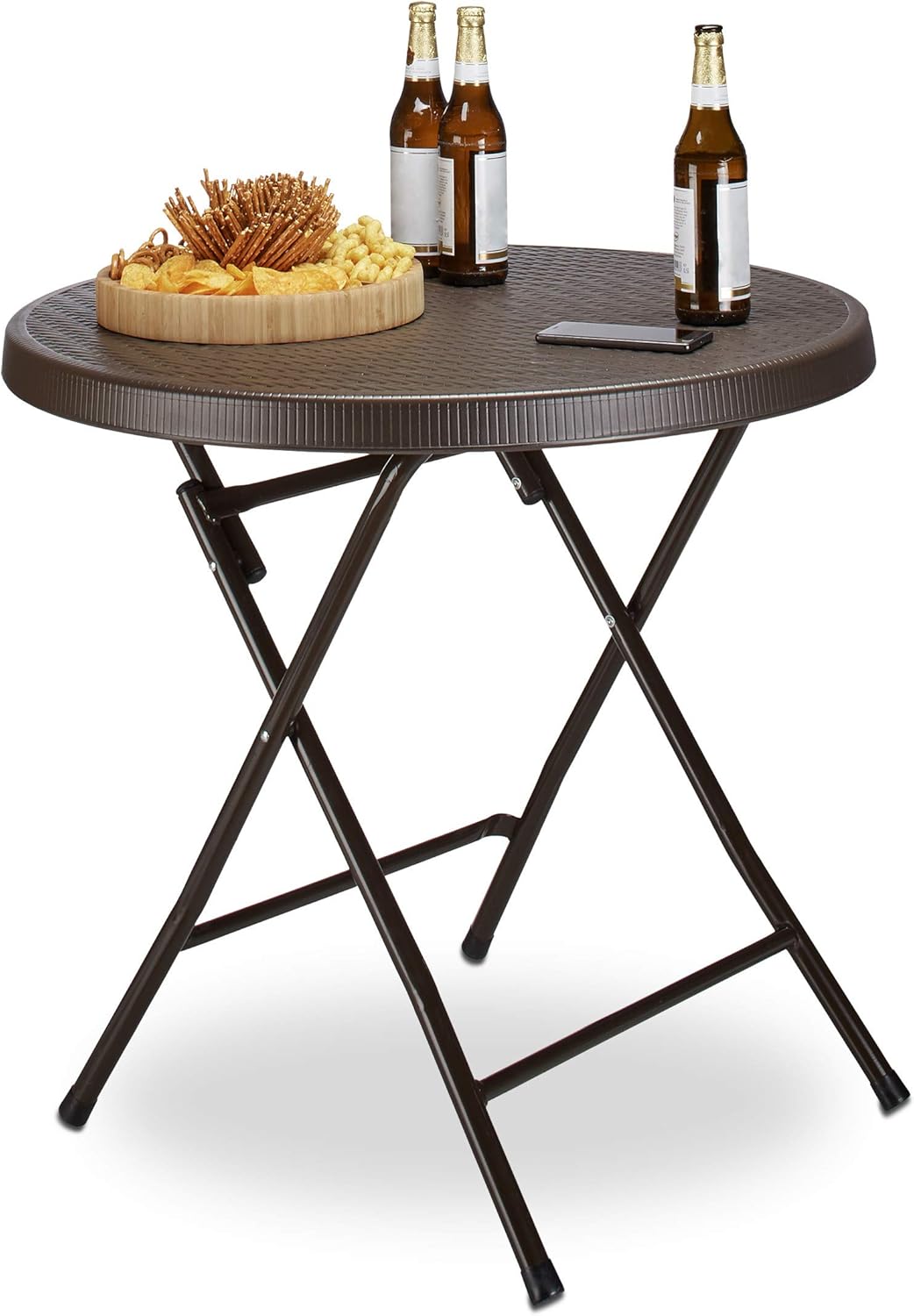 Relaxdays Tavolo da Campeggio Pieghevole BASTIAN Rotondo