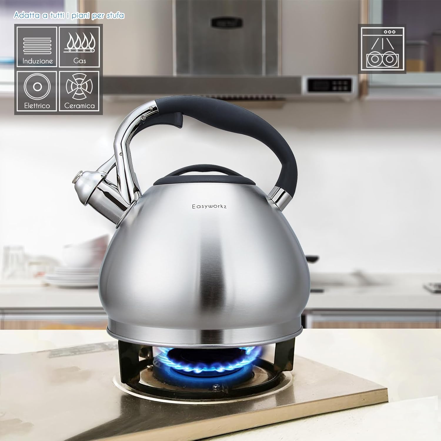 Easyworkz Bollitore a Fischio 2,3L, Argento - immagine 3