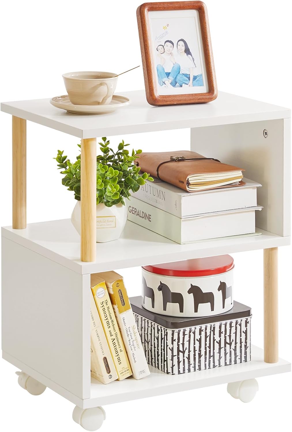 Tavolino a 3 Ripiani con Ruote, YD-TM155W - immagine 1