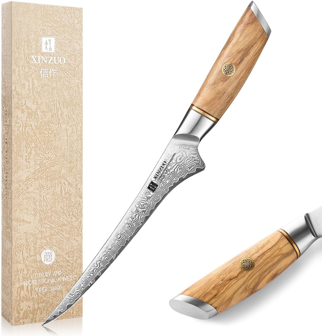 Xinzuo Coltello per Sfilettare 17,8cm Damasco 73 Strati - immagine 1