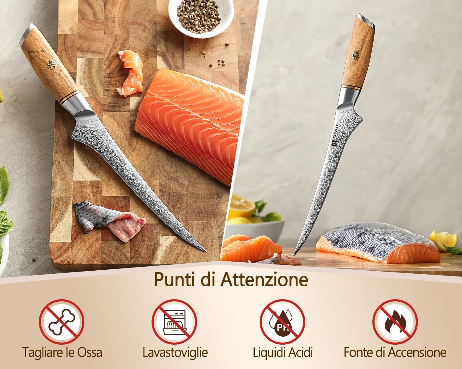 Xinzuo Coltello per Sfilettare 17,8cm Damasco 73 Strati - immagine 7