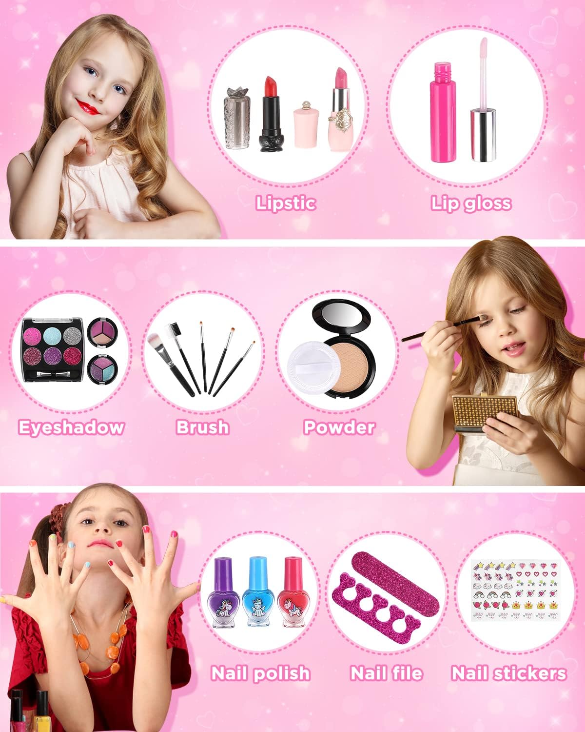 GAGAKU Set Trucchi per Bambini 27 Pezzi, Lavabile - immagine 2