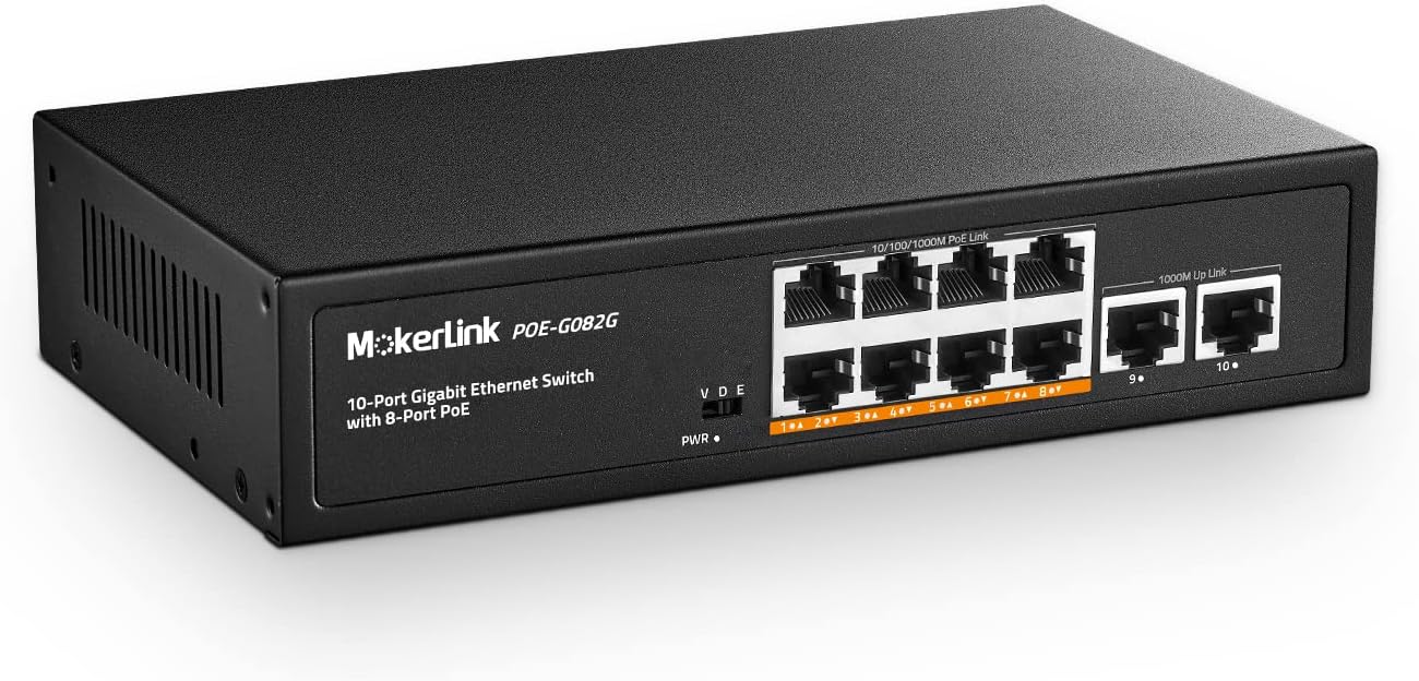 Mokerlink Switch PoE Gigabit 10 Porte 120W - immagine 1