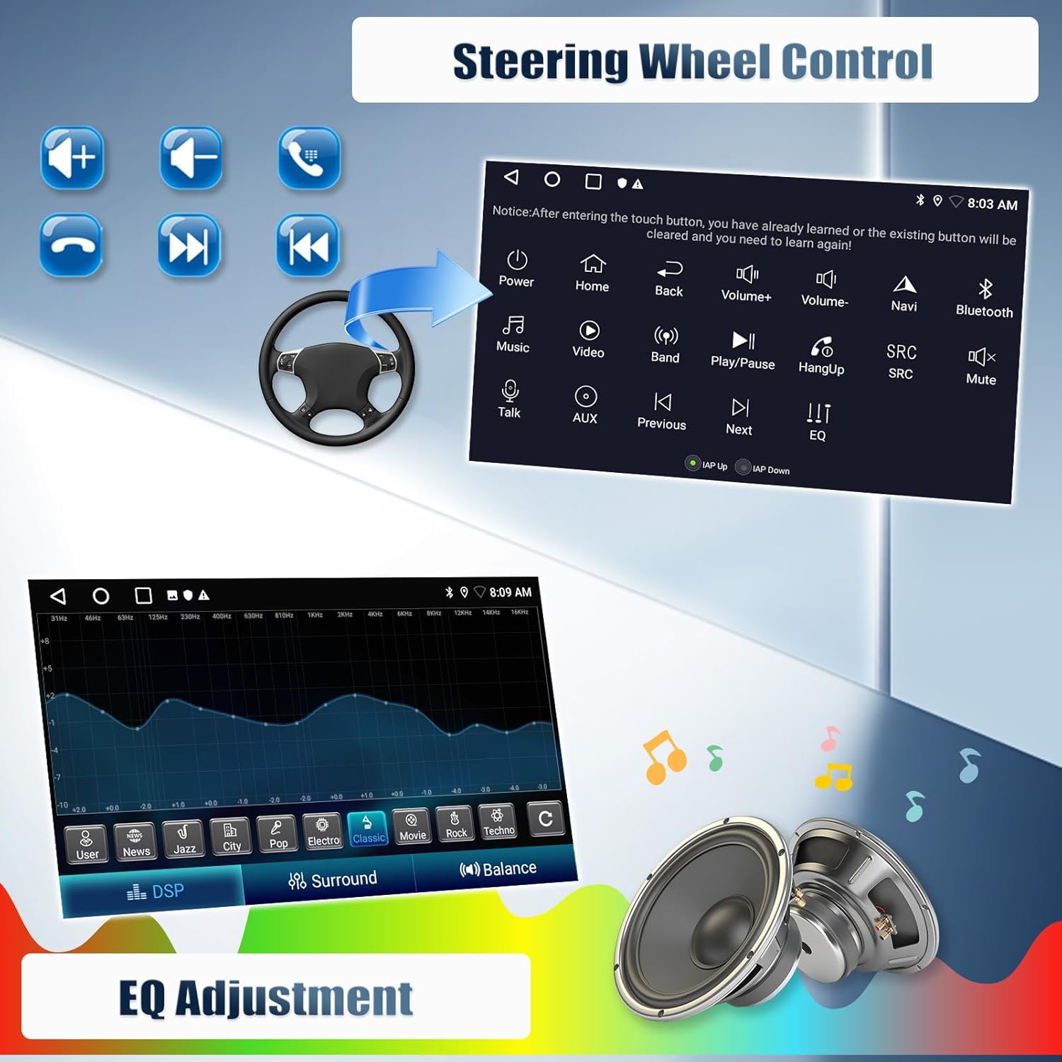 Camecho Autoradio Android 13 2+64G 9" per Suzuki Splash Ritz - immagine 6