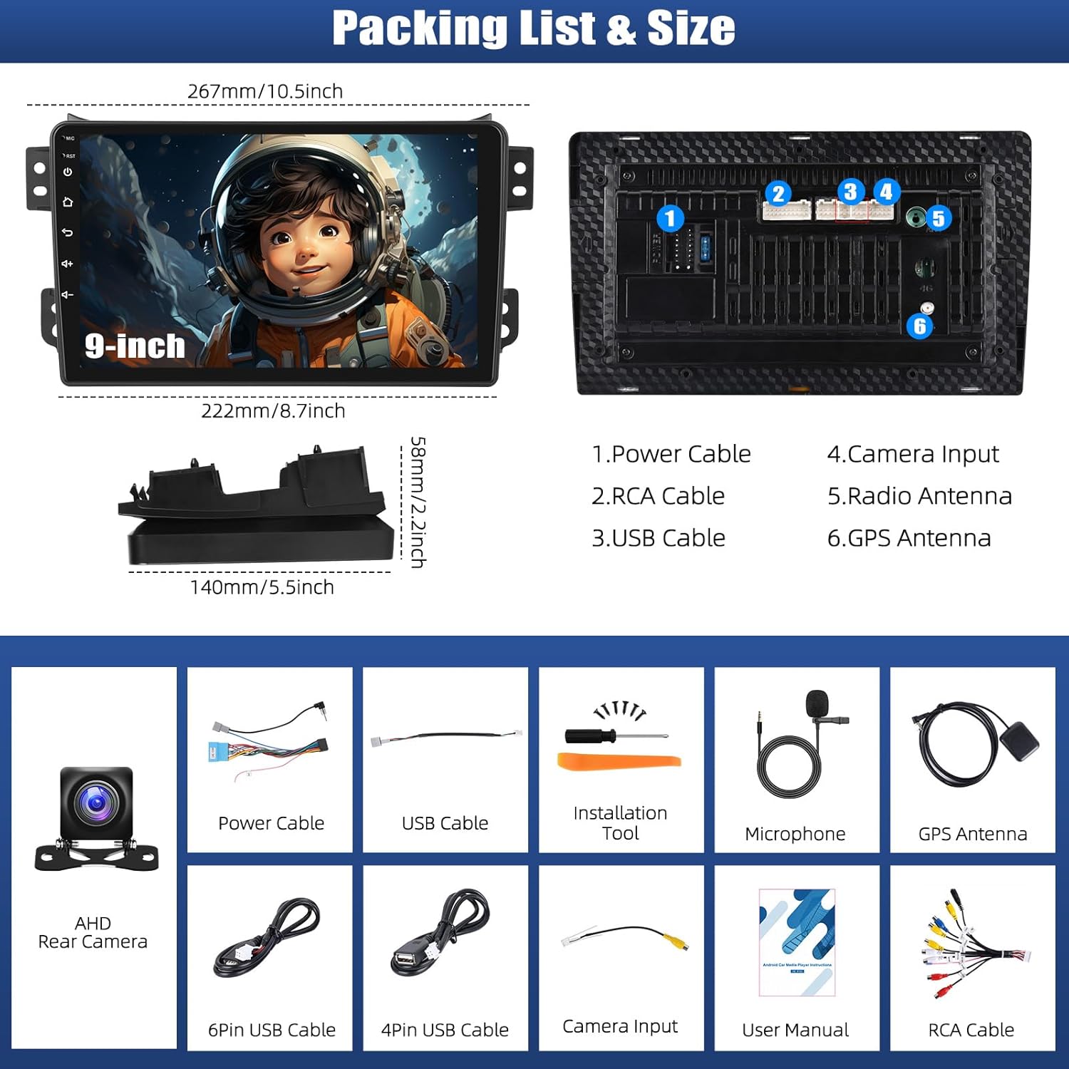 Camecho Autoradio Android 13 2+64G 9" per Suzuki Splash Ritz - immagine 8