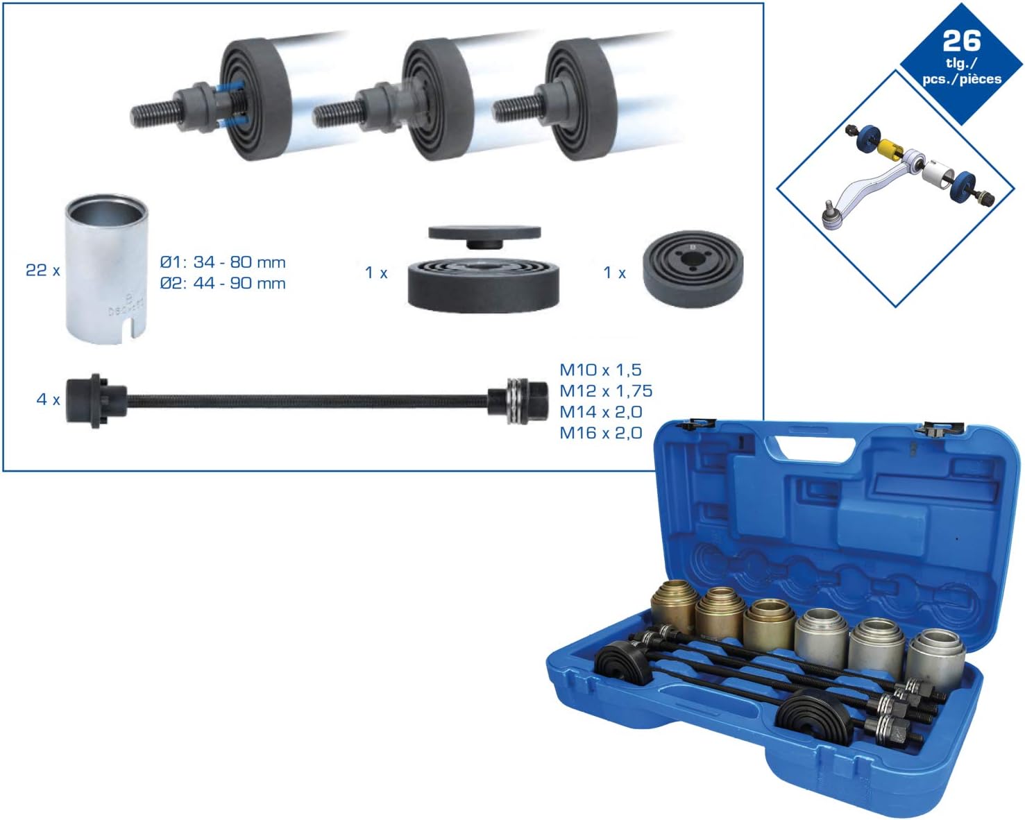 Brilliant Tools 26-pcs Press and pull sleeve kit - immagine 3