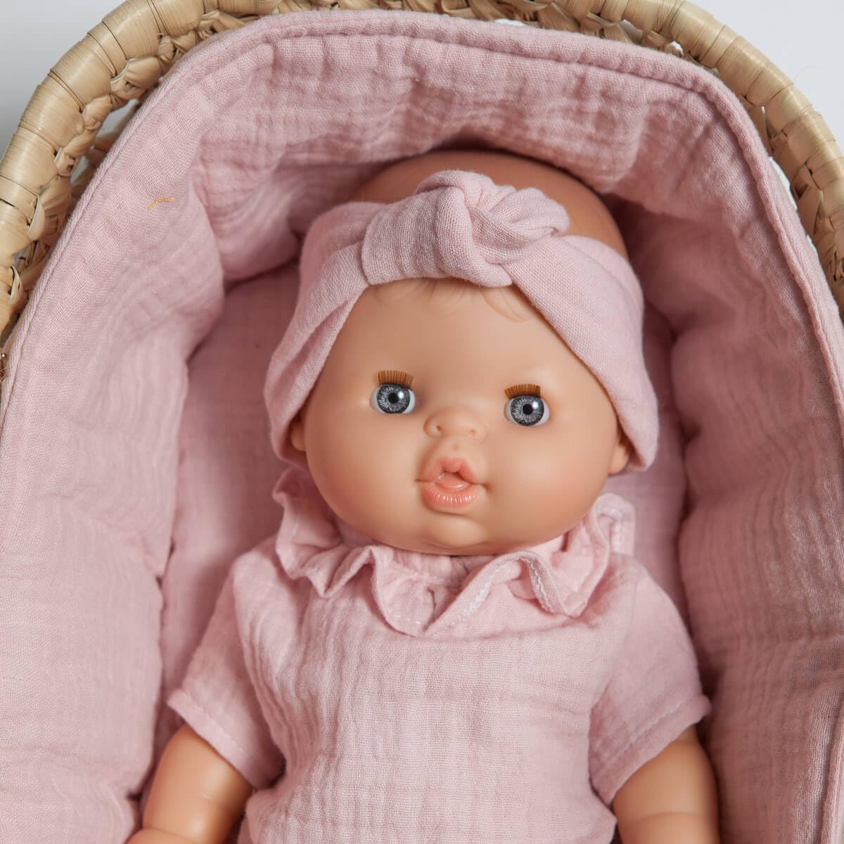 WOOKIDS Navicella in vimini per bambola Bobble Rosa - immagine 3